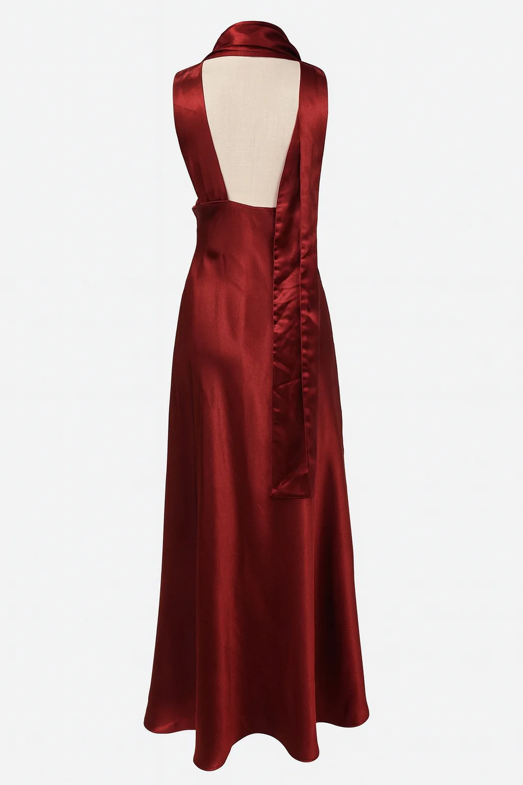 Crimson Allure Deep V Satin Maxi Dress - Image 7