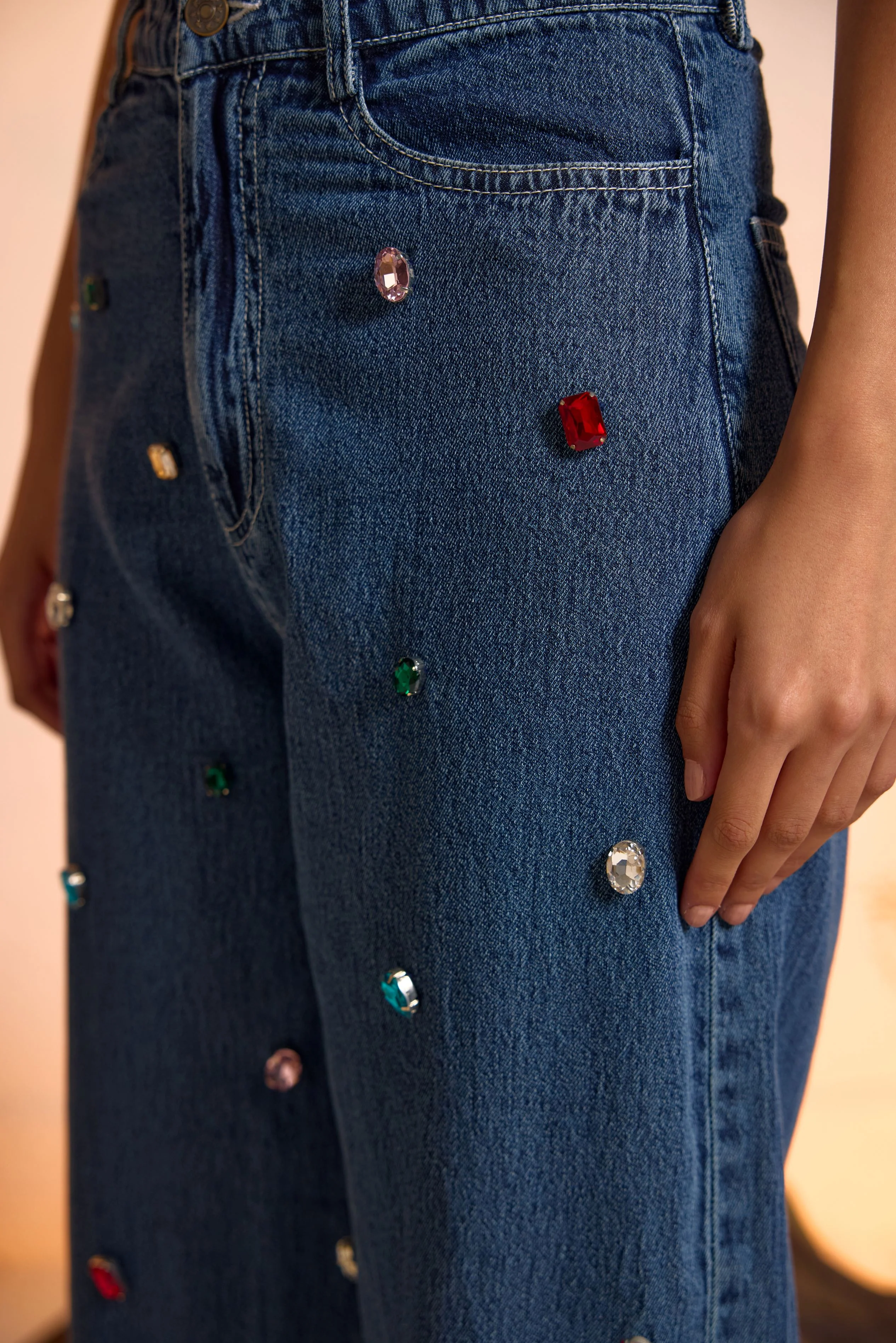 Crystal Studded Denim Shirt & Jeans Set - Image 9
