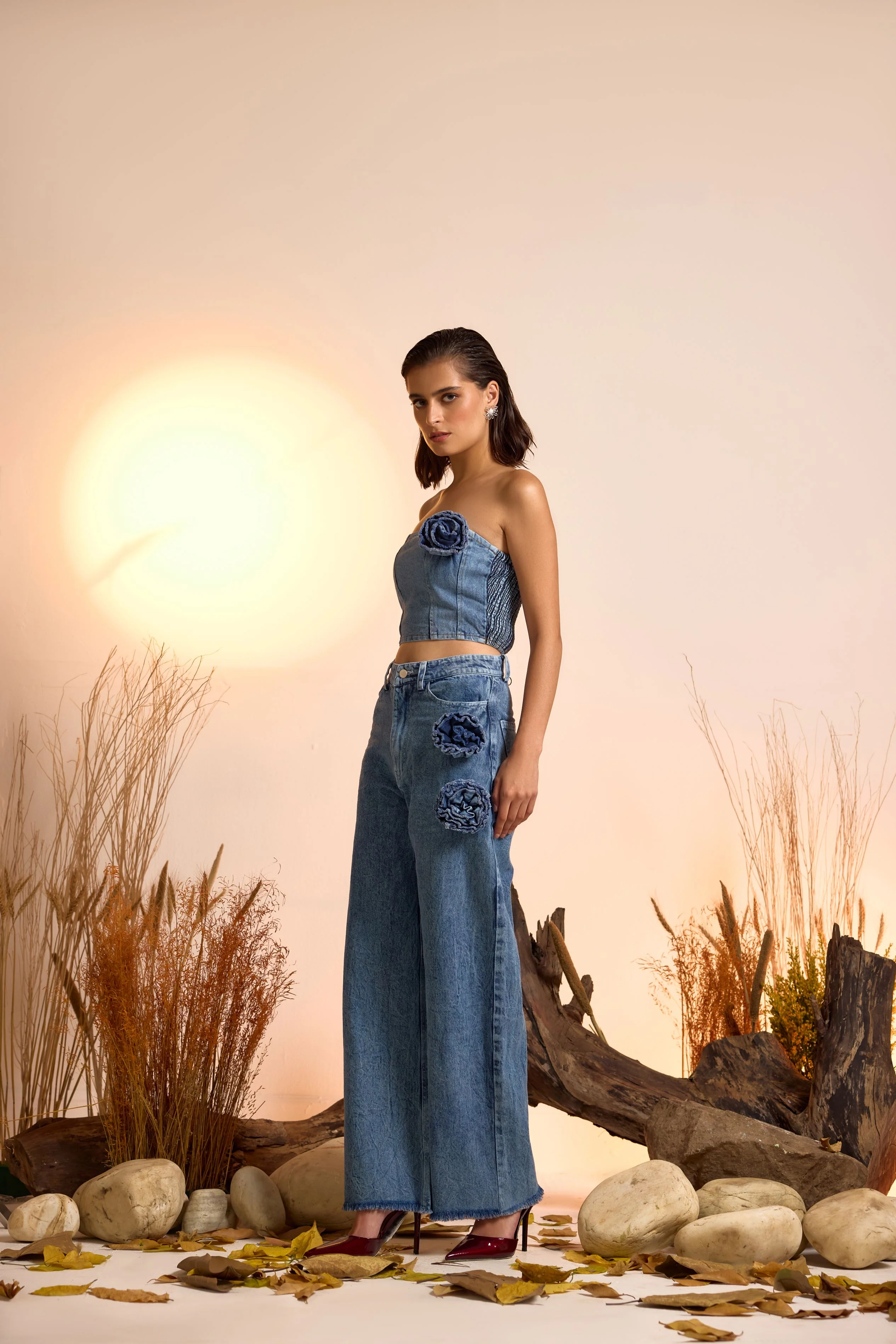 Denim Corsage Corset Denim Top - Image 4