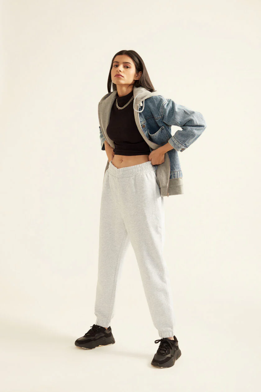 Denim Jacket with Grey Hoodie - Image 7