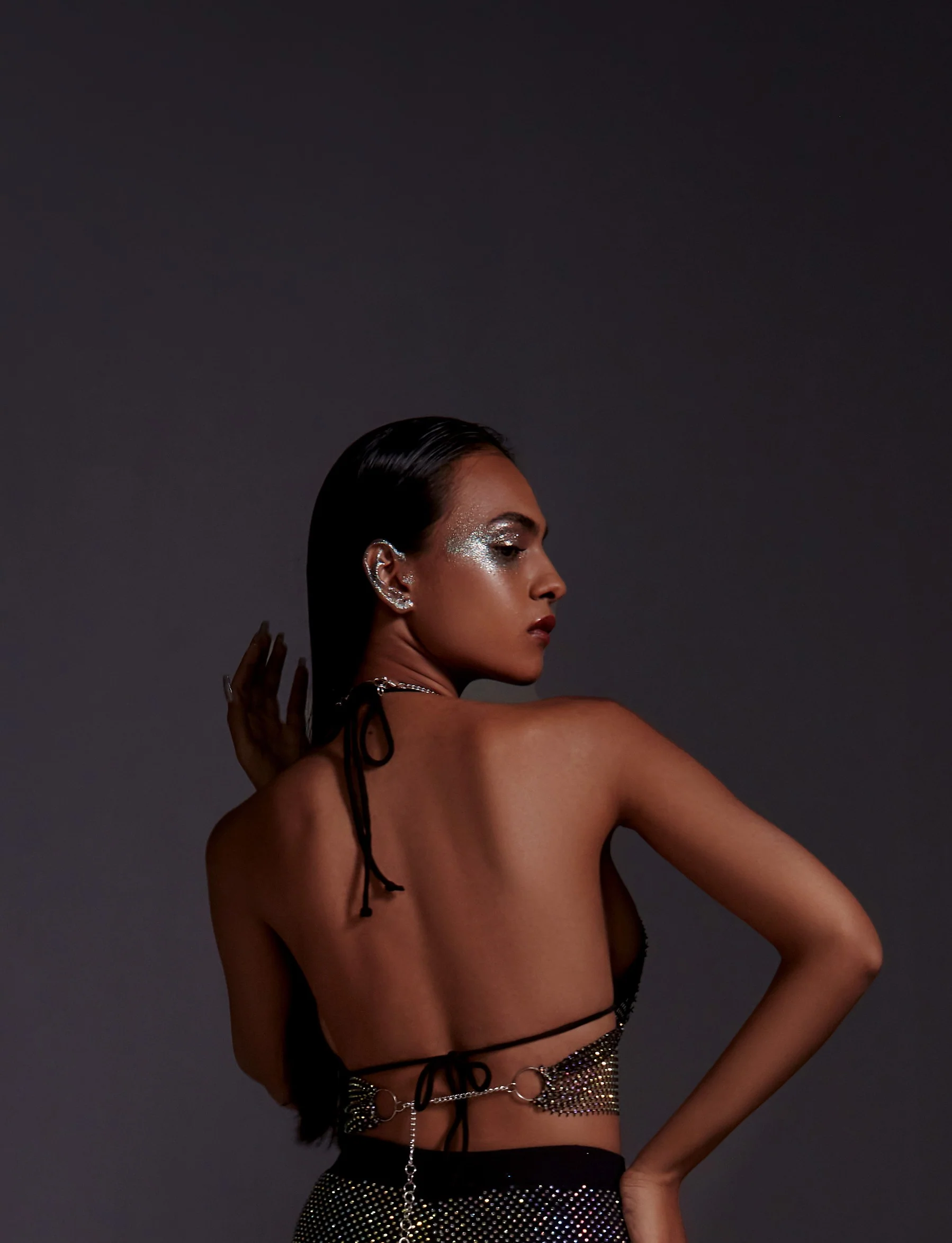Diamond  Mesh Top with Ring Detail - Image 2