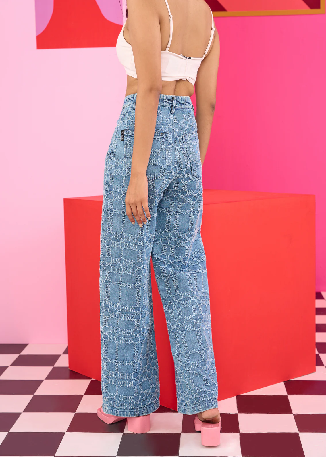 Emily in Paris: Distressed Plaid Jeans - Image 2
