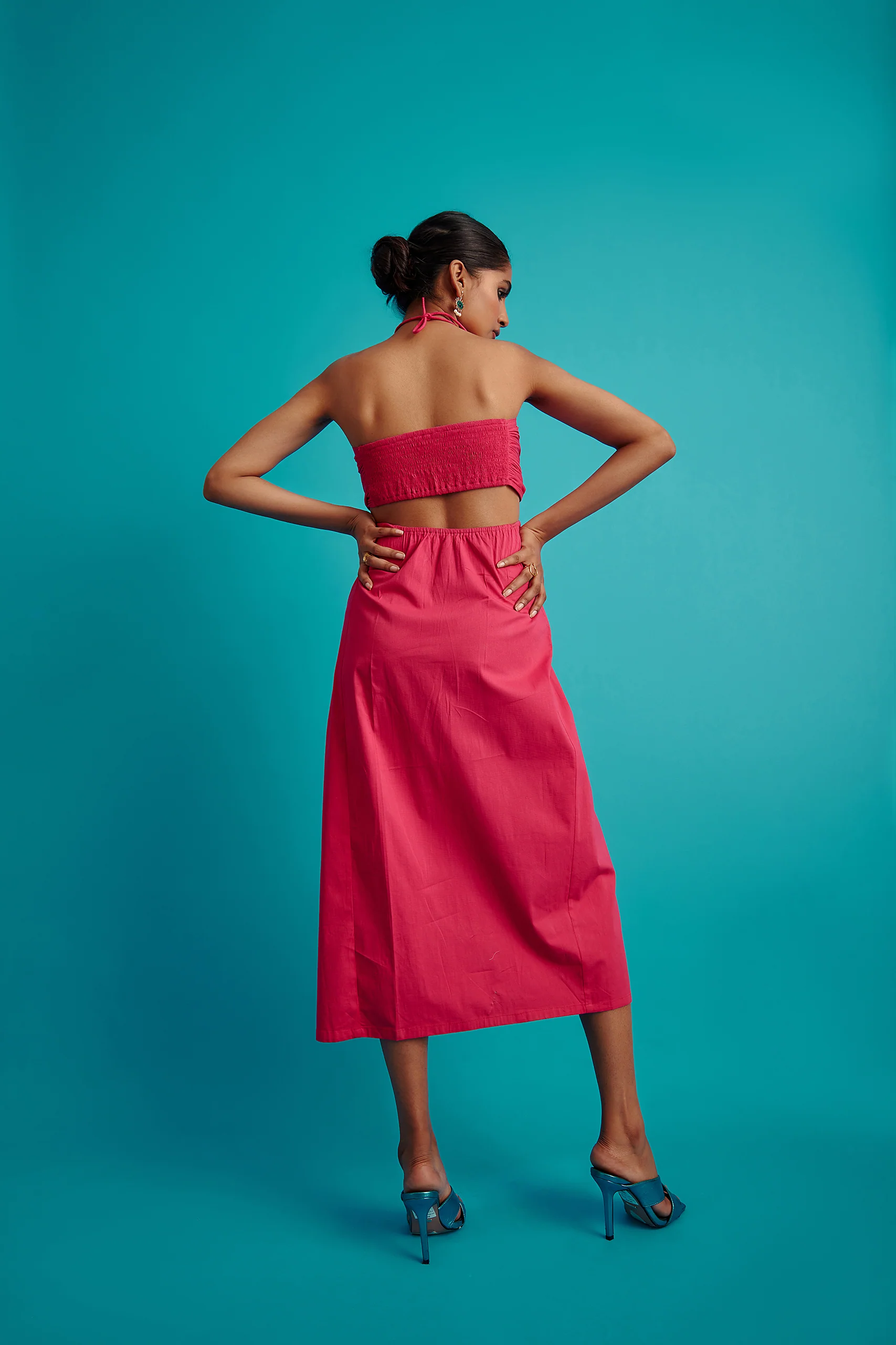Draped Halter Neck Midi Dress - Image 4