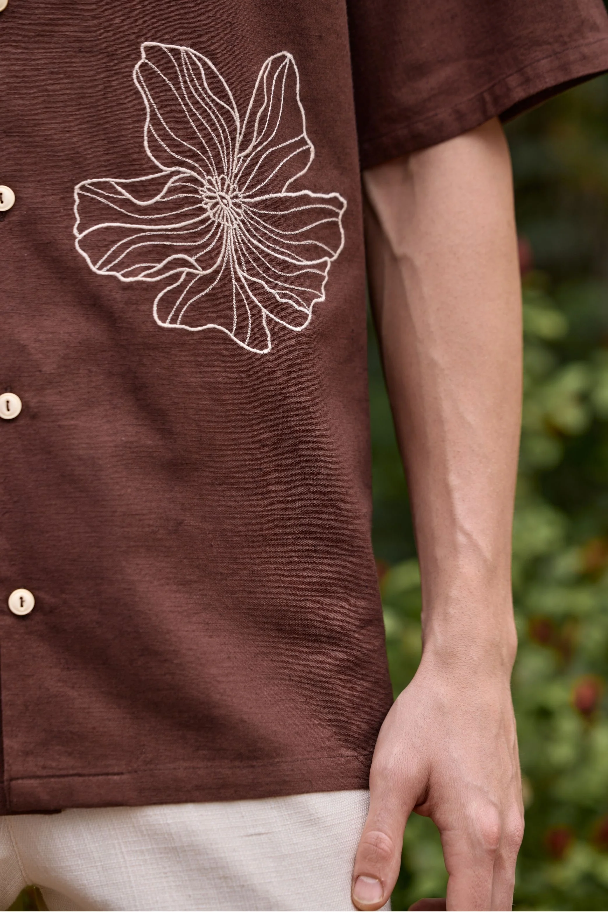 Earthy Brown Embroidered Shirt - Image 5
