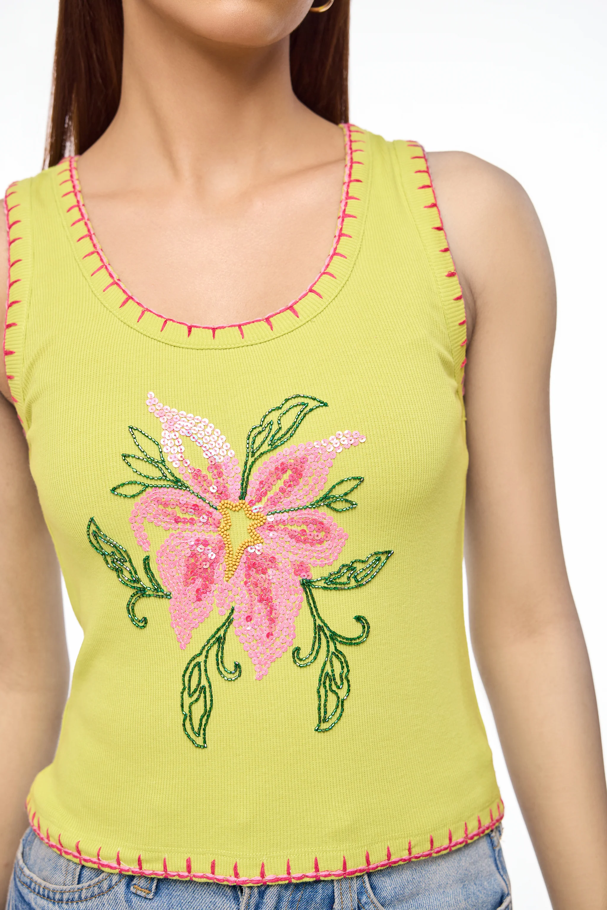 Electric Lily Embroidered Tank - Image 3