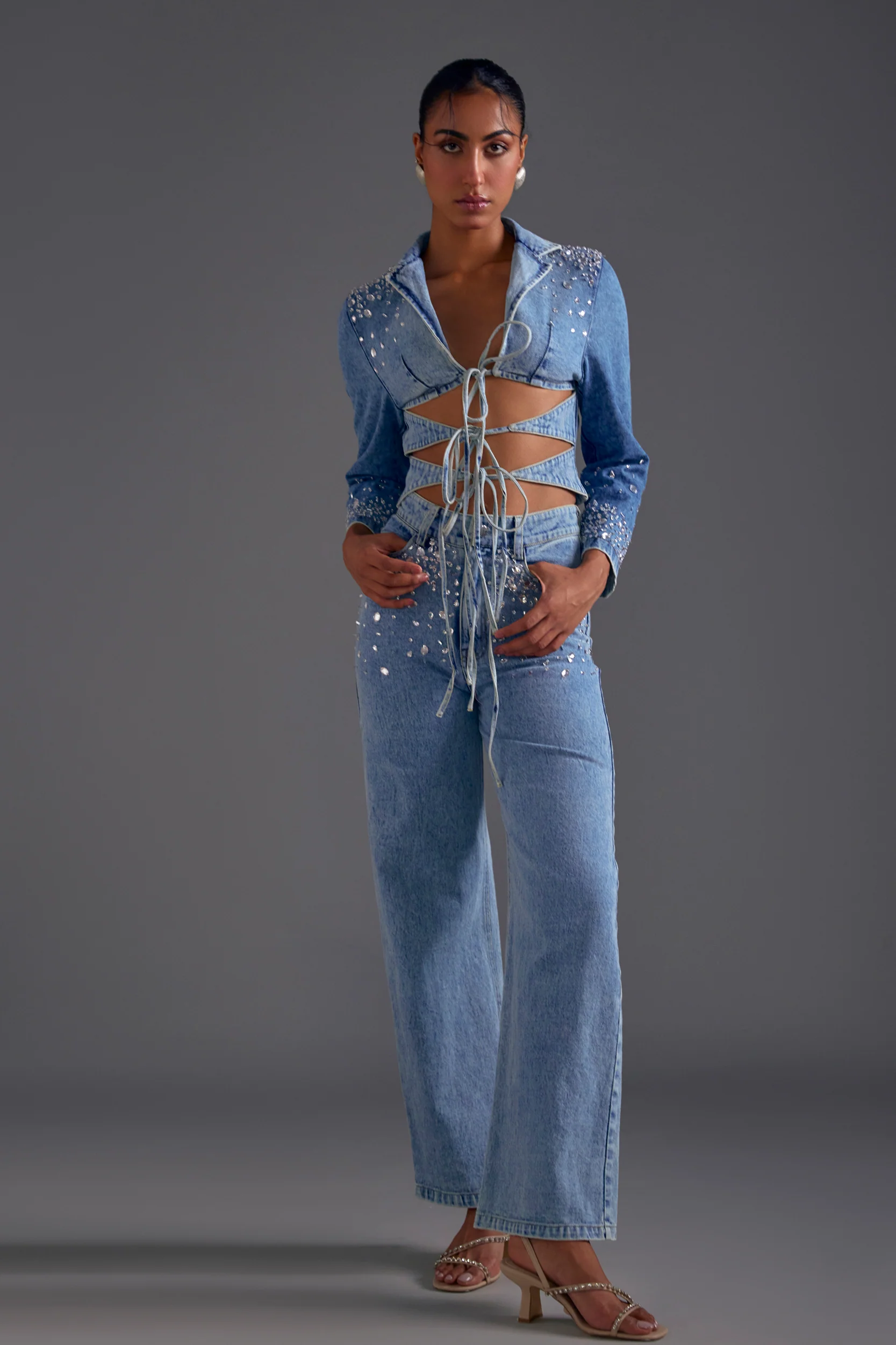 Embellished Cutout Blazer - Image 3