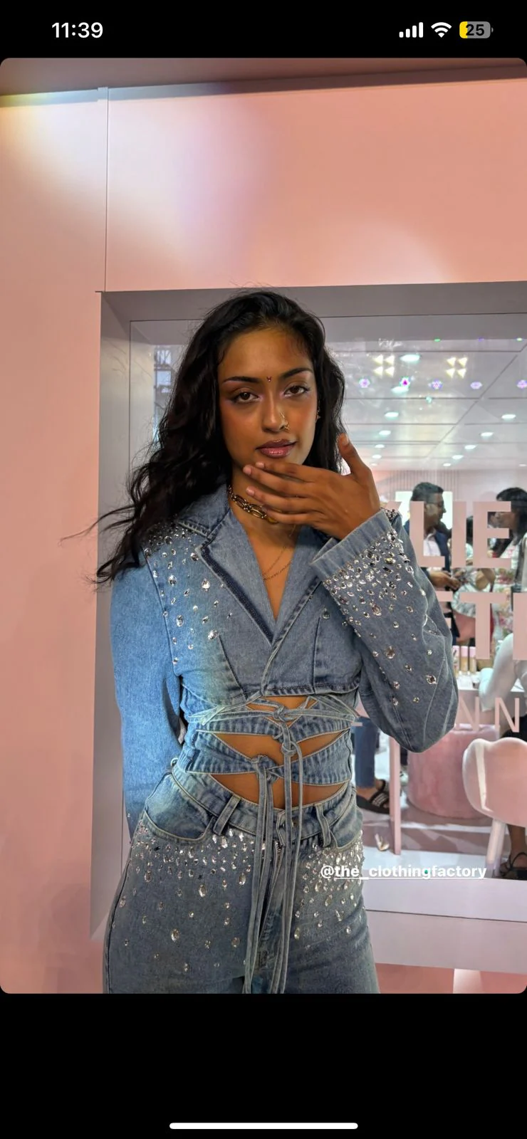 Embellished Cutout Blazer and Jeans Set - Image 4