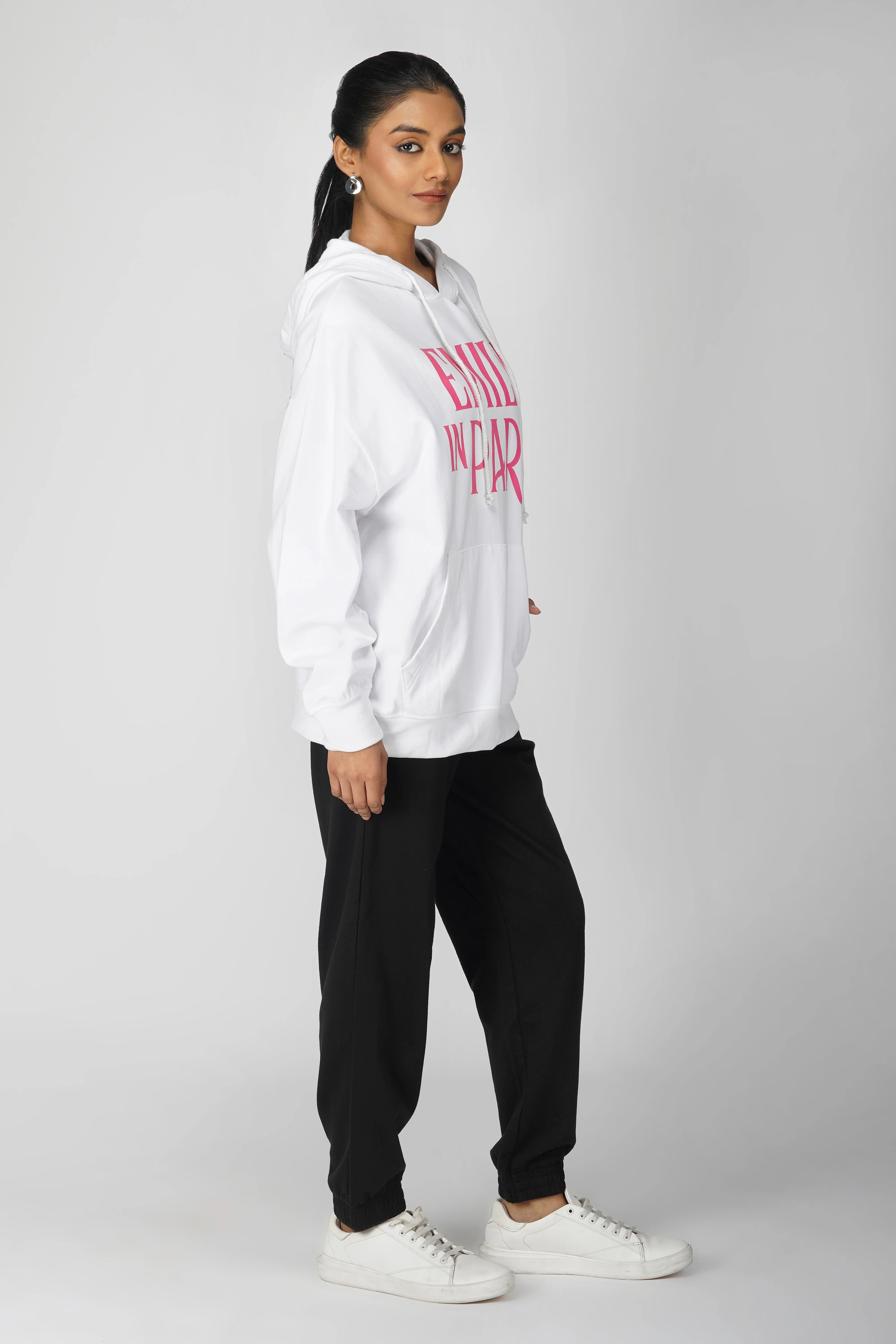 Emily In Paris: Printed Oversized Hoodie-White - Image 4