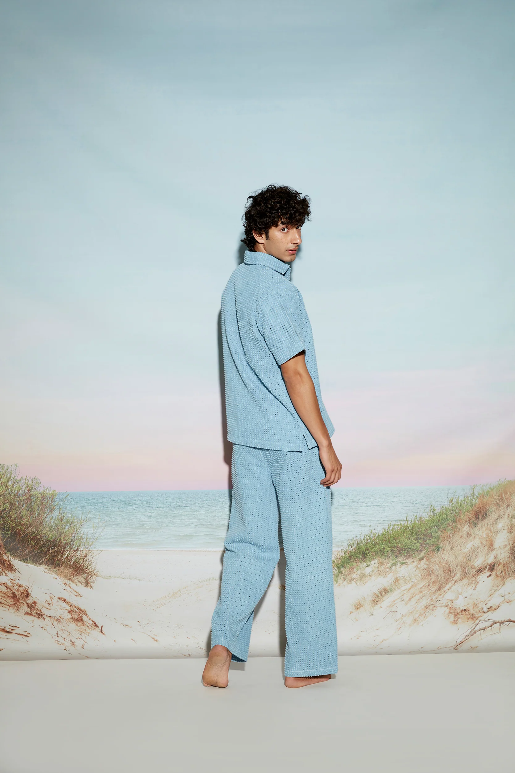 Engineered Distress Denim Men’s Polo Shirt - Image 3