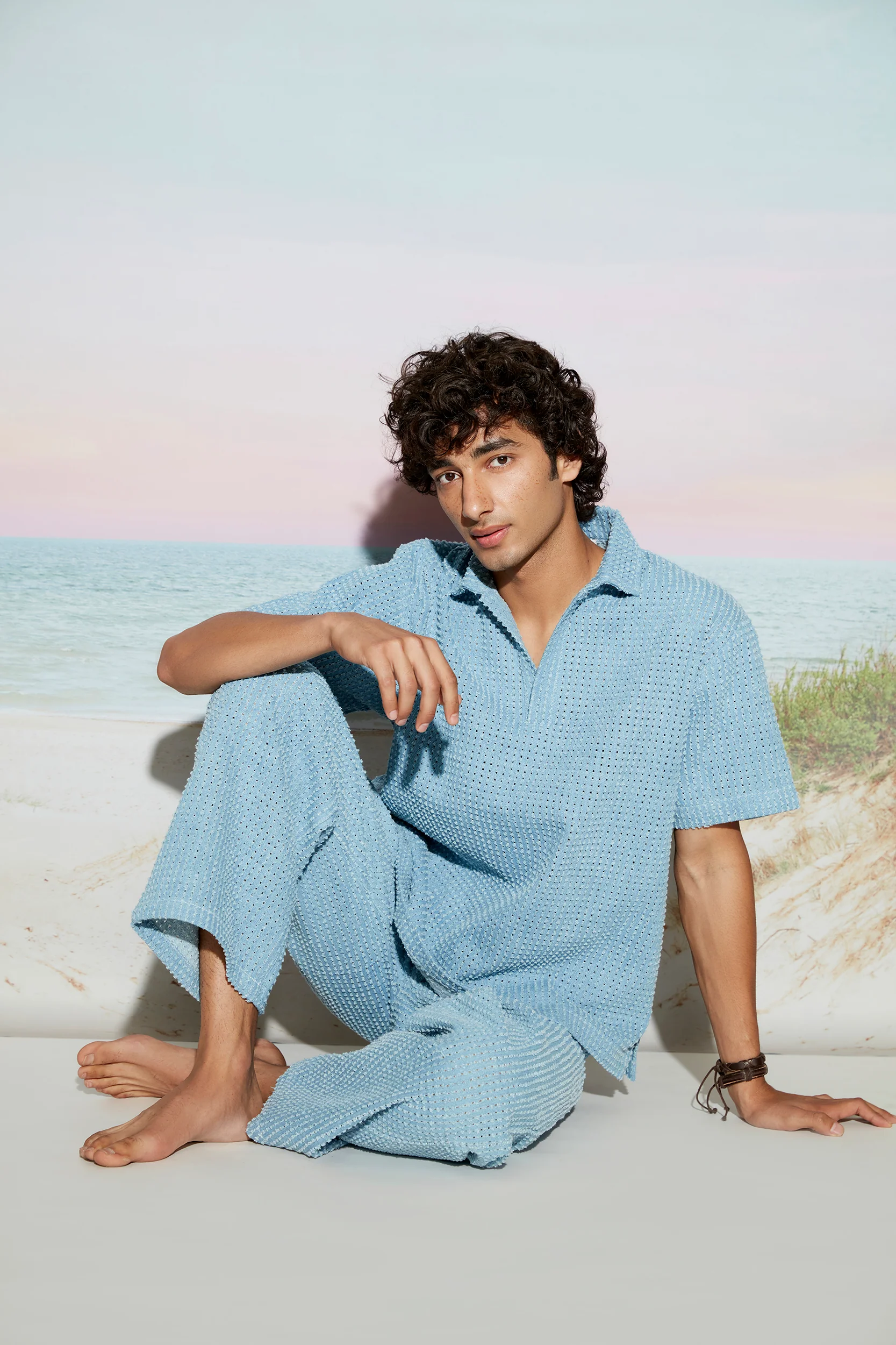 Engineered Distress Denim Men’s Polo Shirt - Image 5