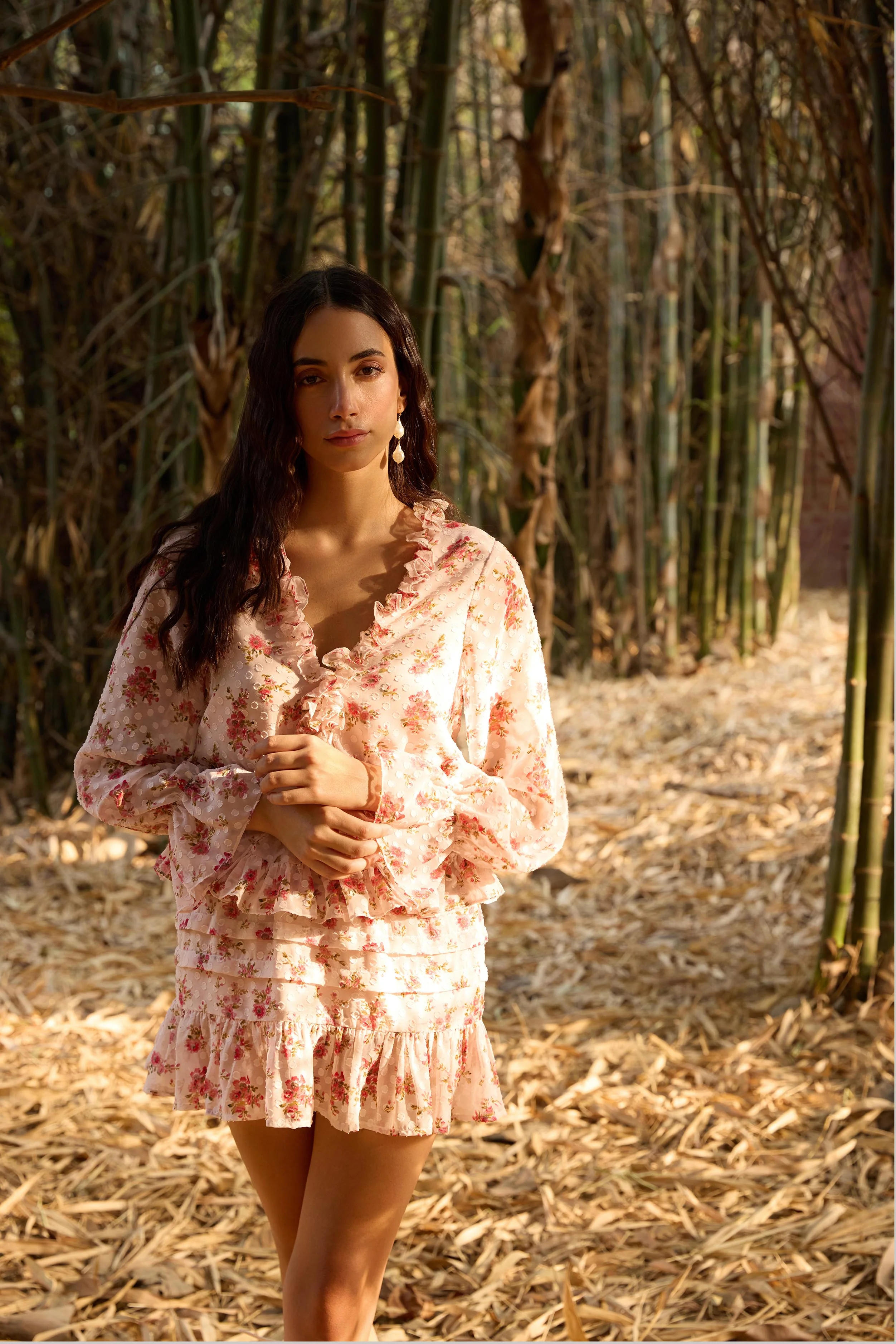 Floral Frilled Top and Mini Skirt Set - Image 2
