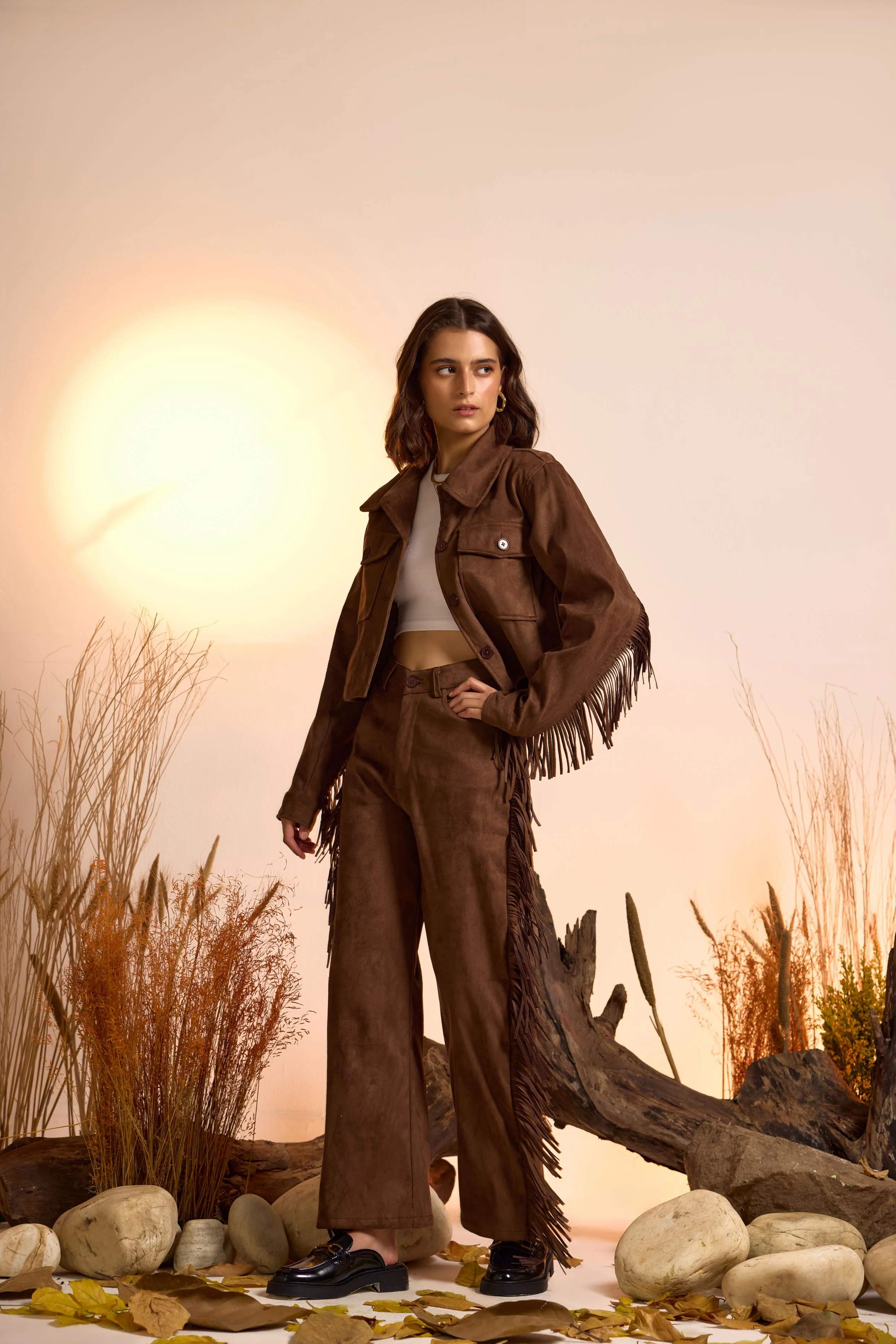 Fringe-Detailed Jacket & Straight Fit Pant Set - Image 2