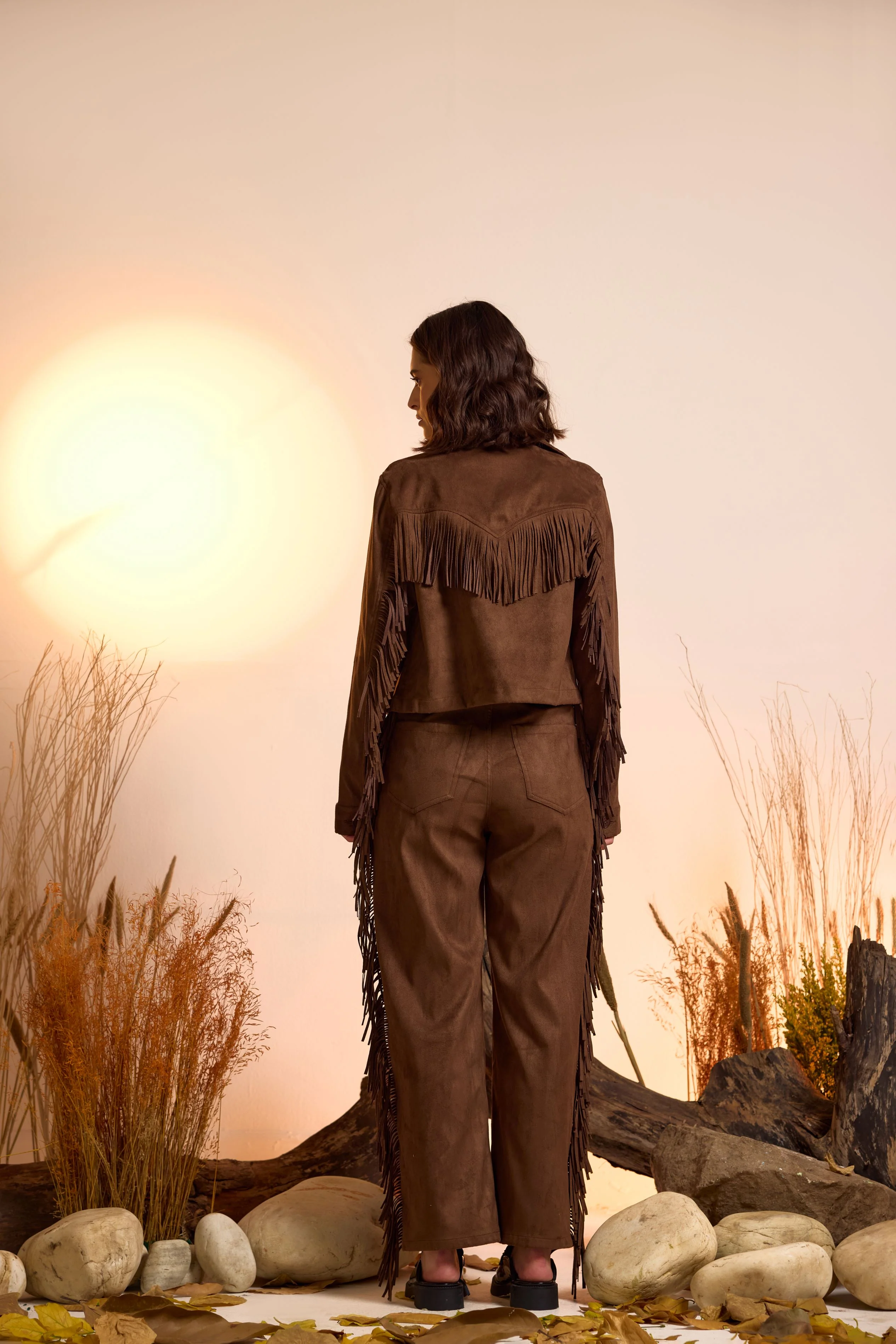 Fringe-Detailed Jacket & Straight Fit Pant Set - Image 3
