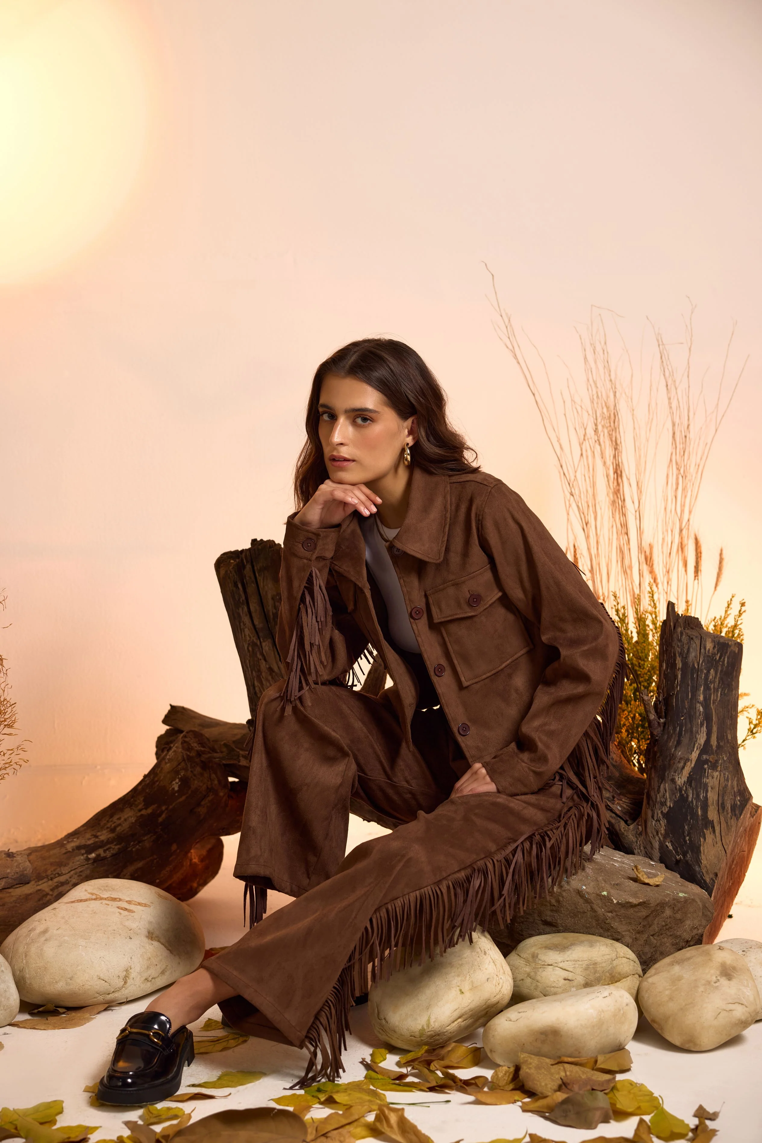 Fringe-Detailed Jacket & Straight Fit Pant Set - Image 4