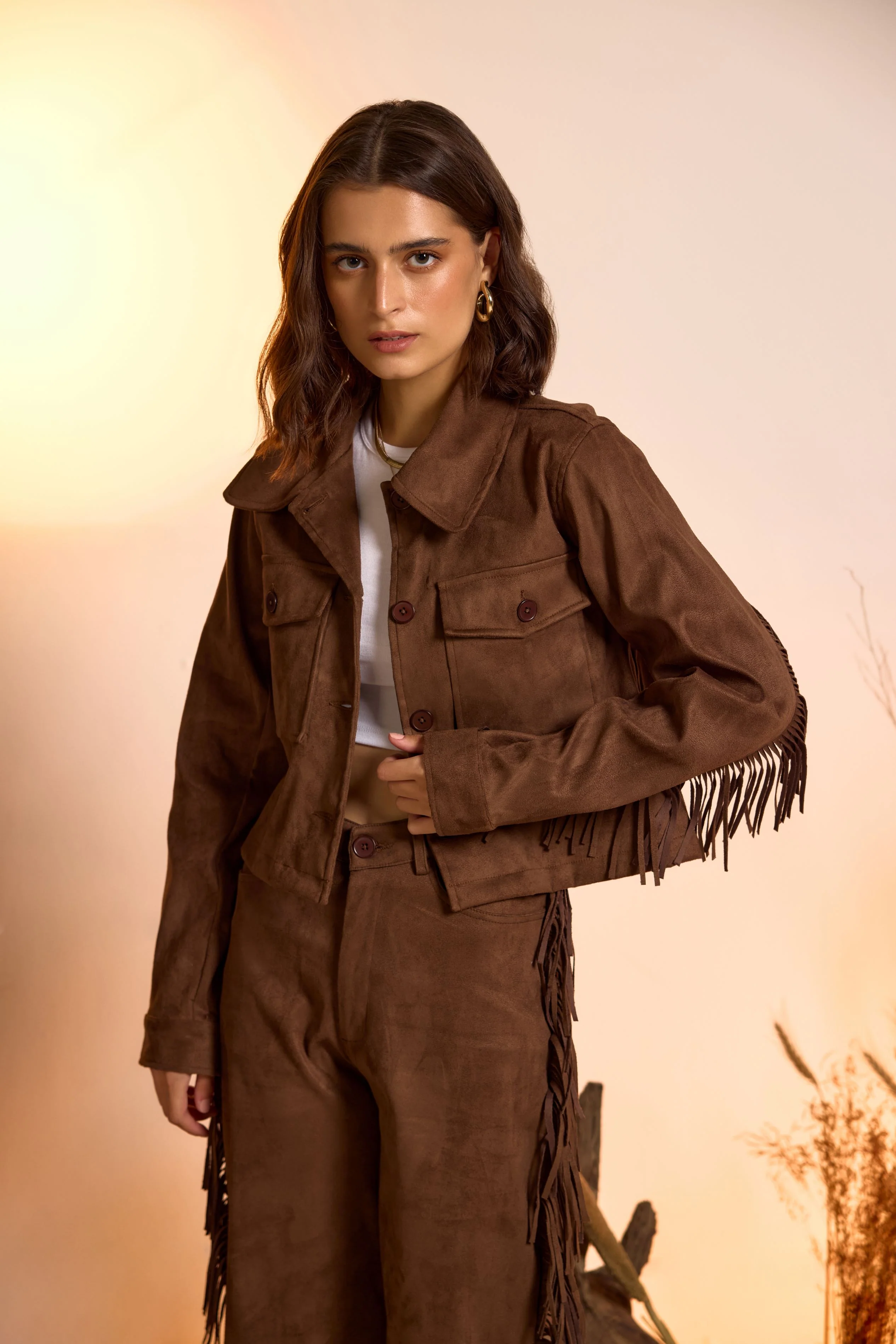 Fringe-Detailed Jacket & Straight Fit Pant Set - Image 6