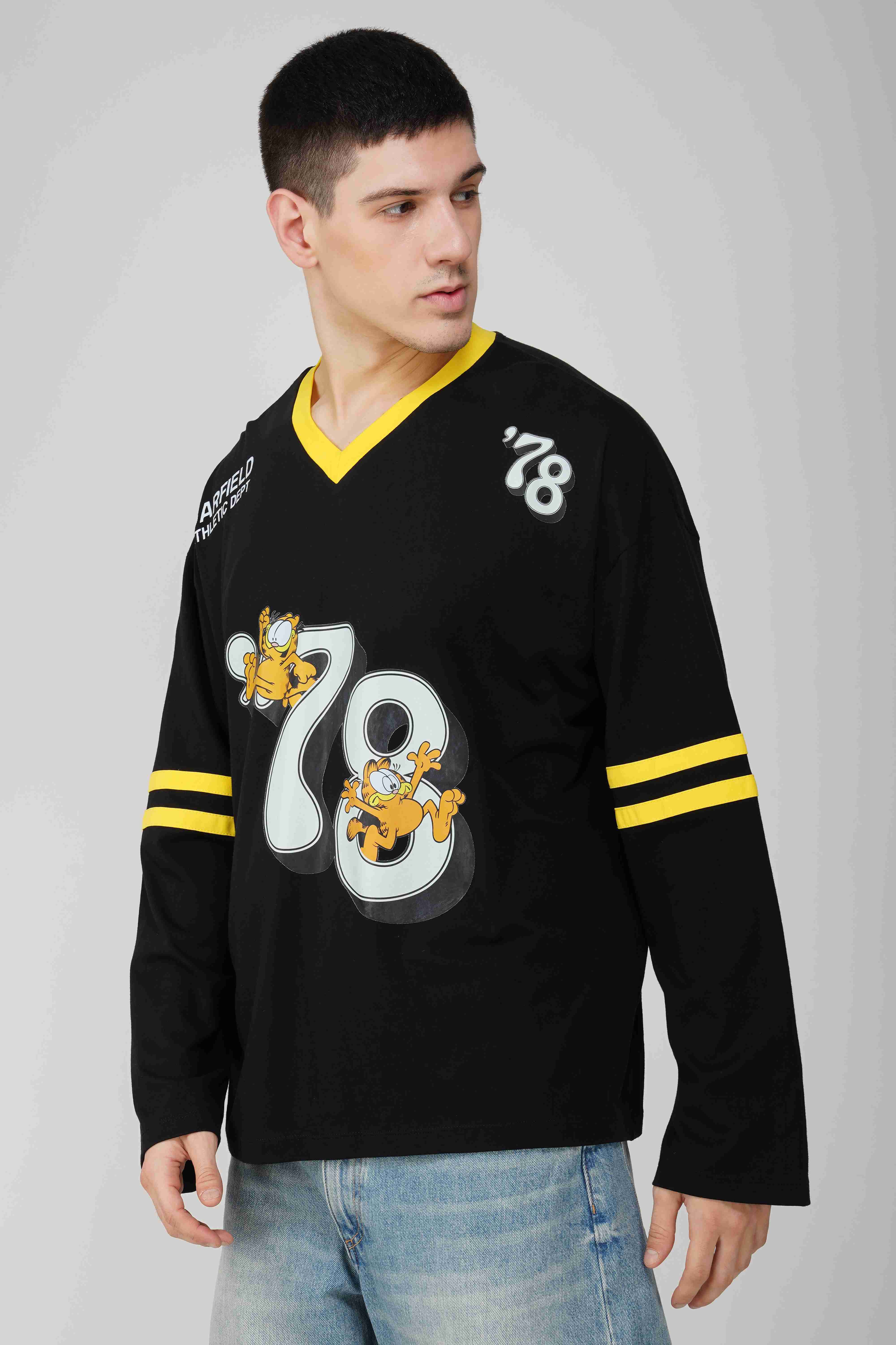 Garfield: 78th Athletics Dept. Men's Oversized T-shirt-Black - Image 2