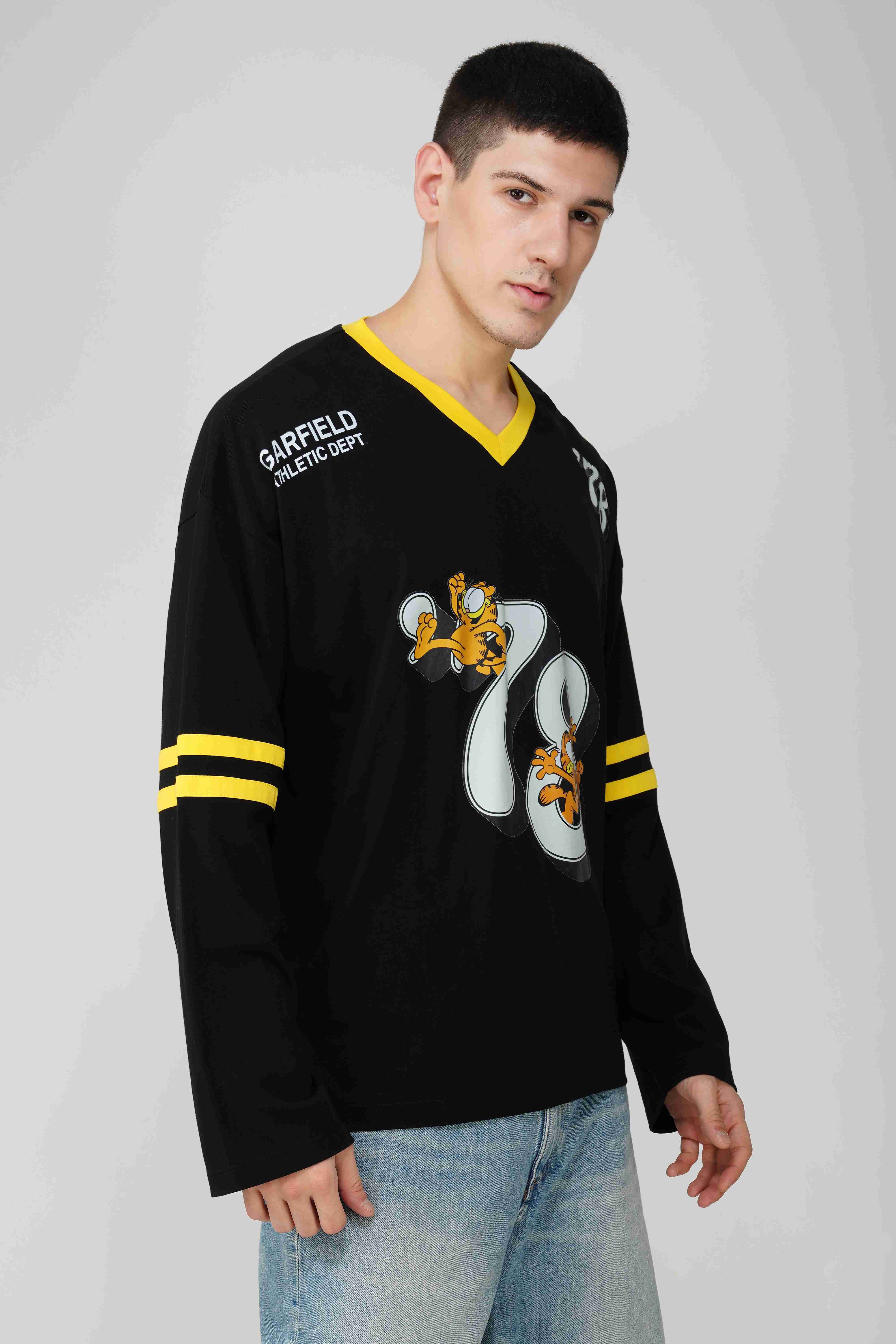 Garfield: 78th Athletics Dept. Men's Oversized T-shirt-Black - Image 3