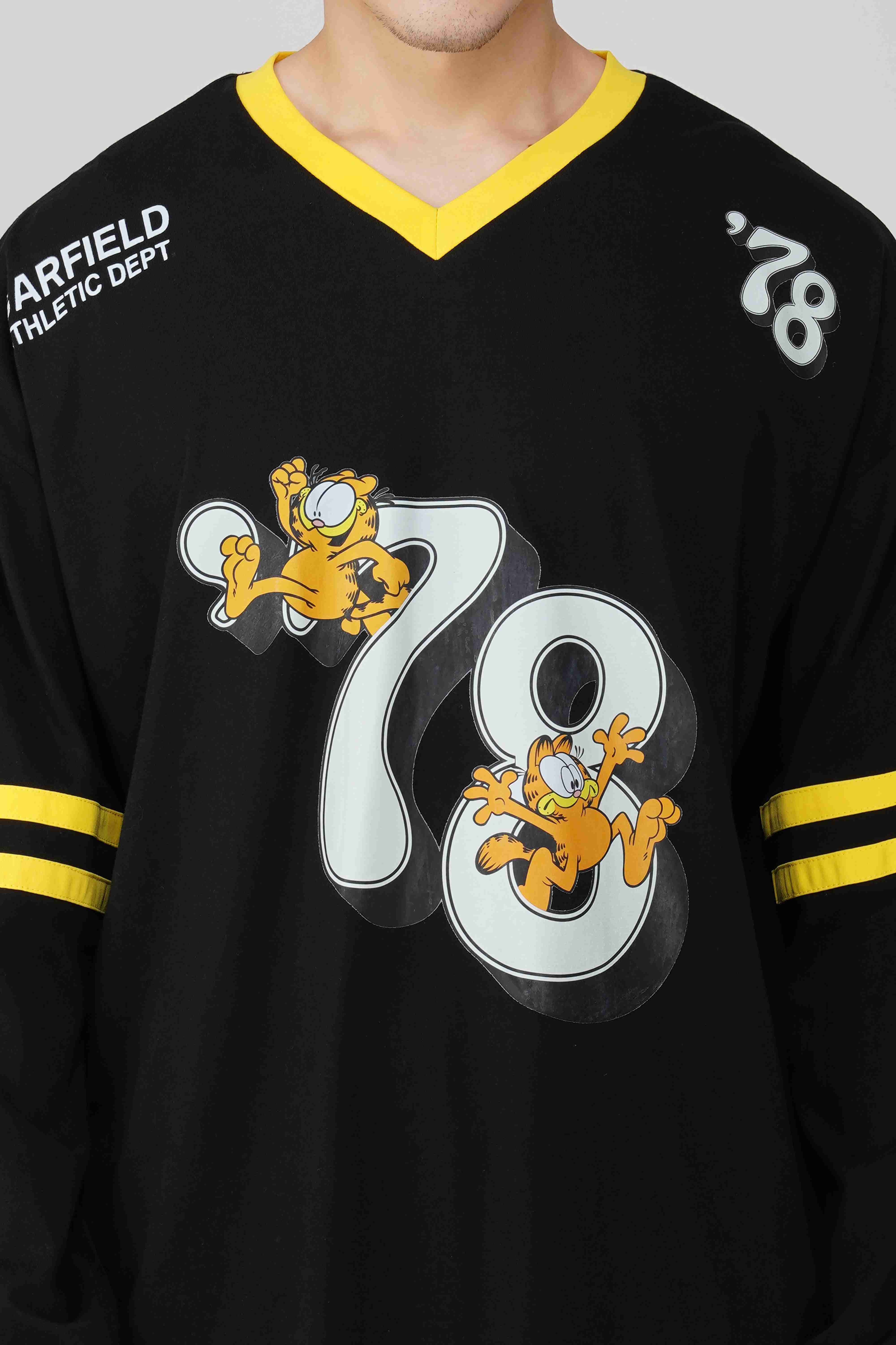 Garfield: 78th Athletics Dept. Men's Oversized T-shirt-Black - Image 4