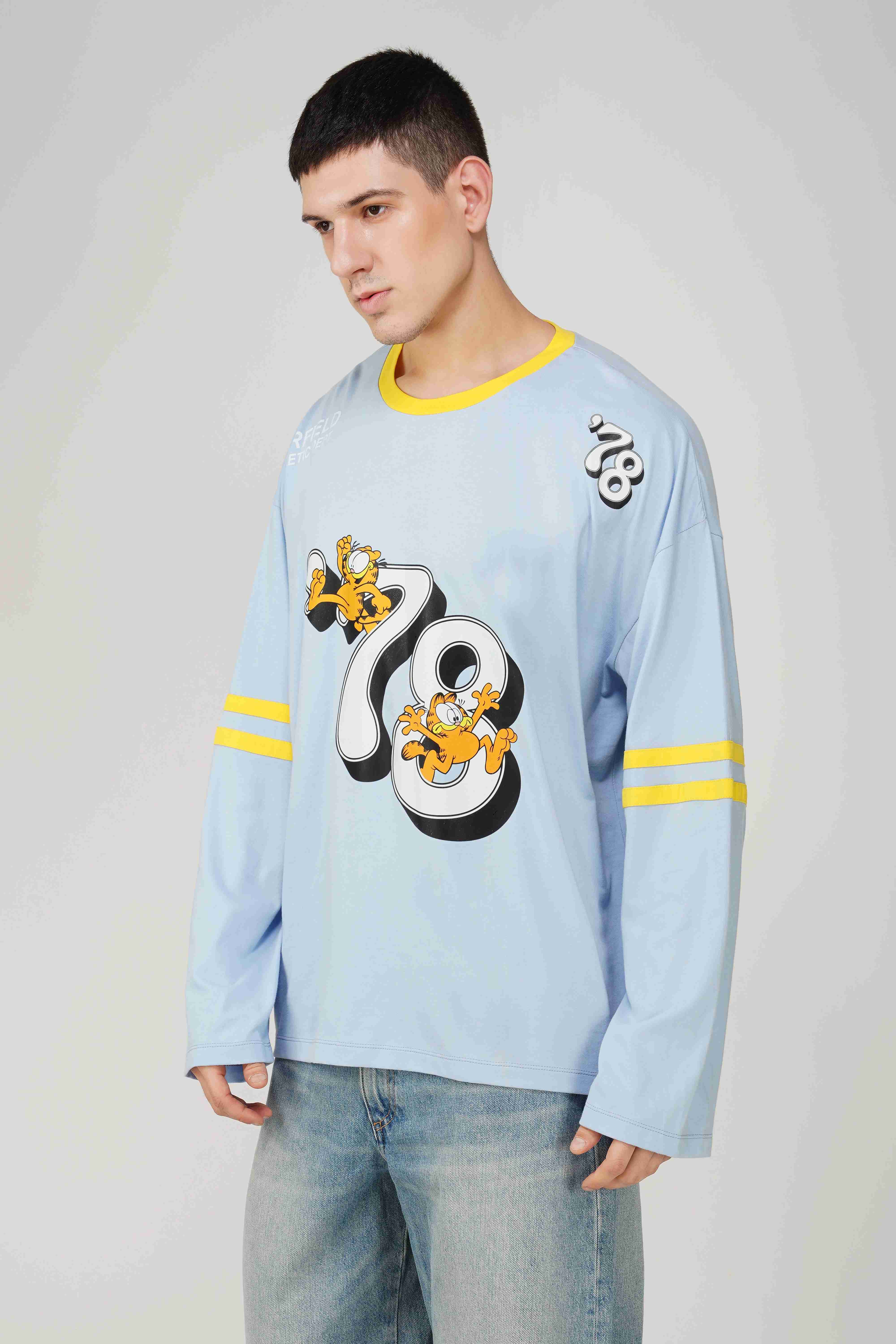 Garfield: 78th Athletics Dept. Men's Oversized T-shirt-Blue - Image 3