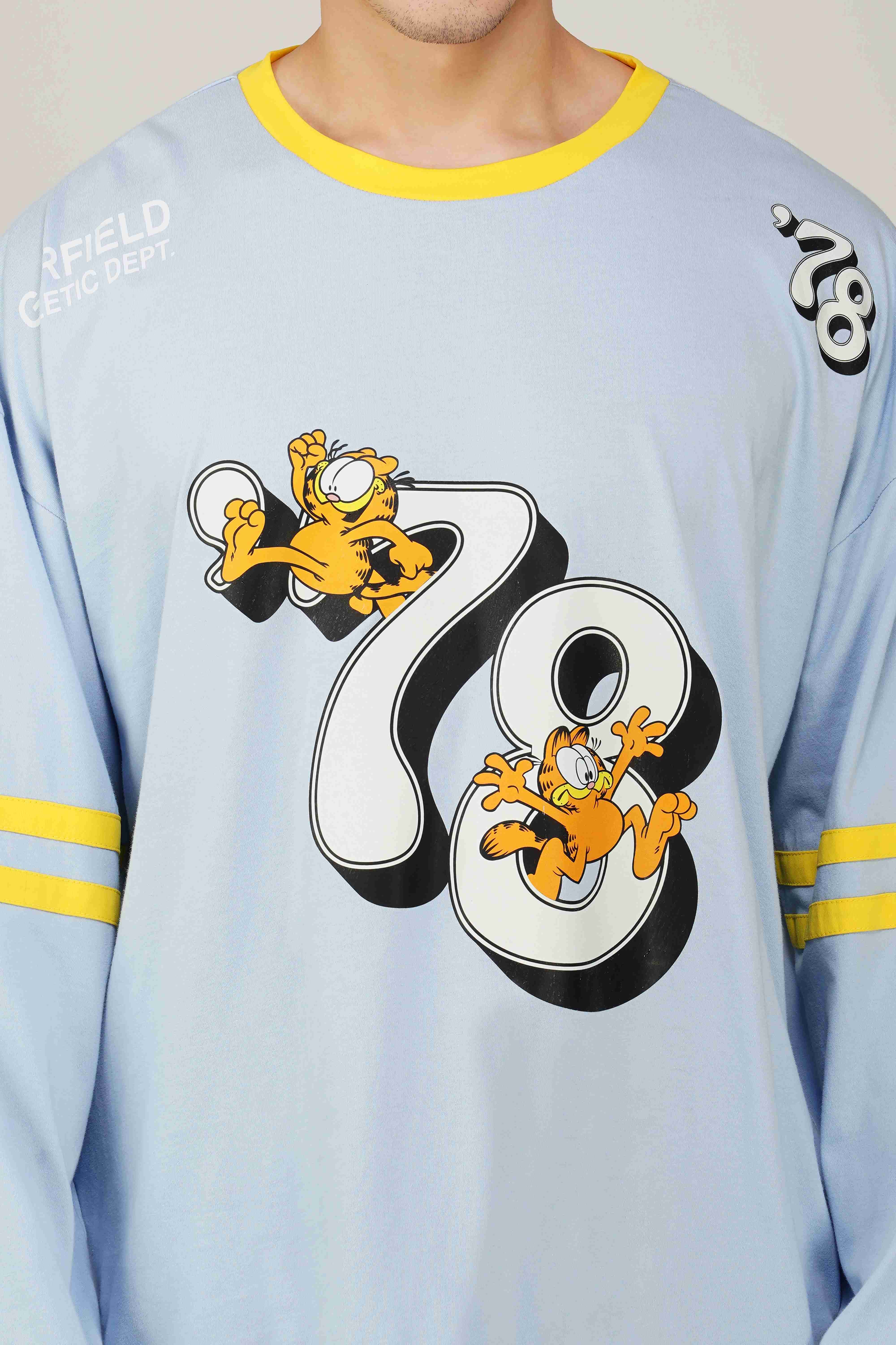 Garfield: 78th Athletics Dept. Men's Oversized T-shirt-Blue - Image 4