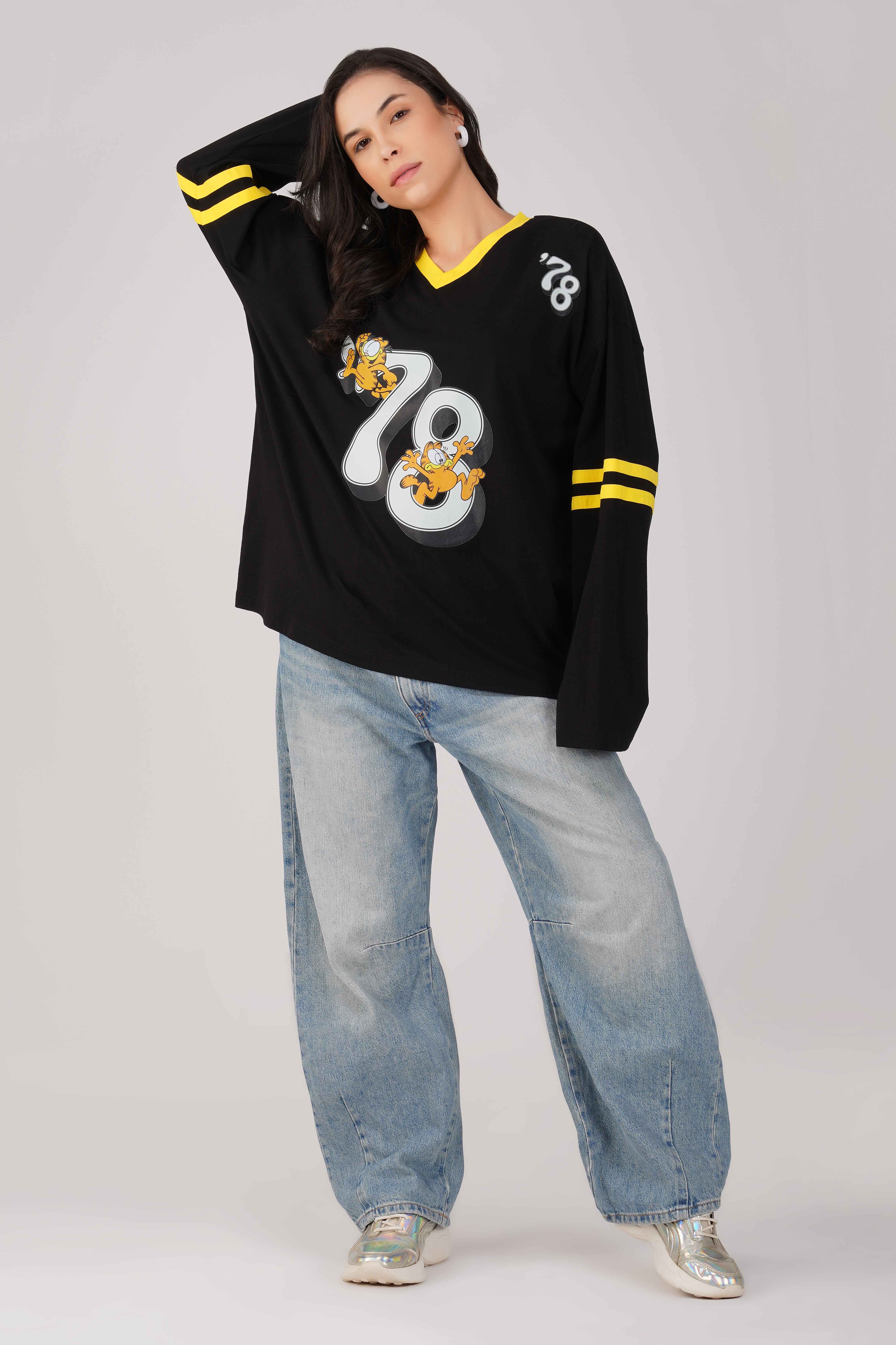 Garfield: 78th Athletics Dept. Oversized T-shirt-Black - Image 2