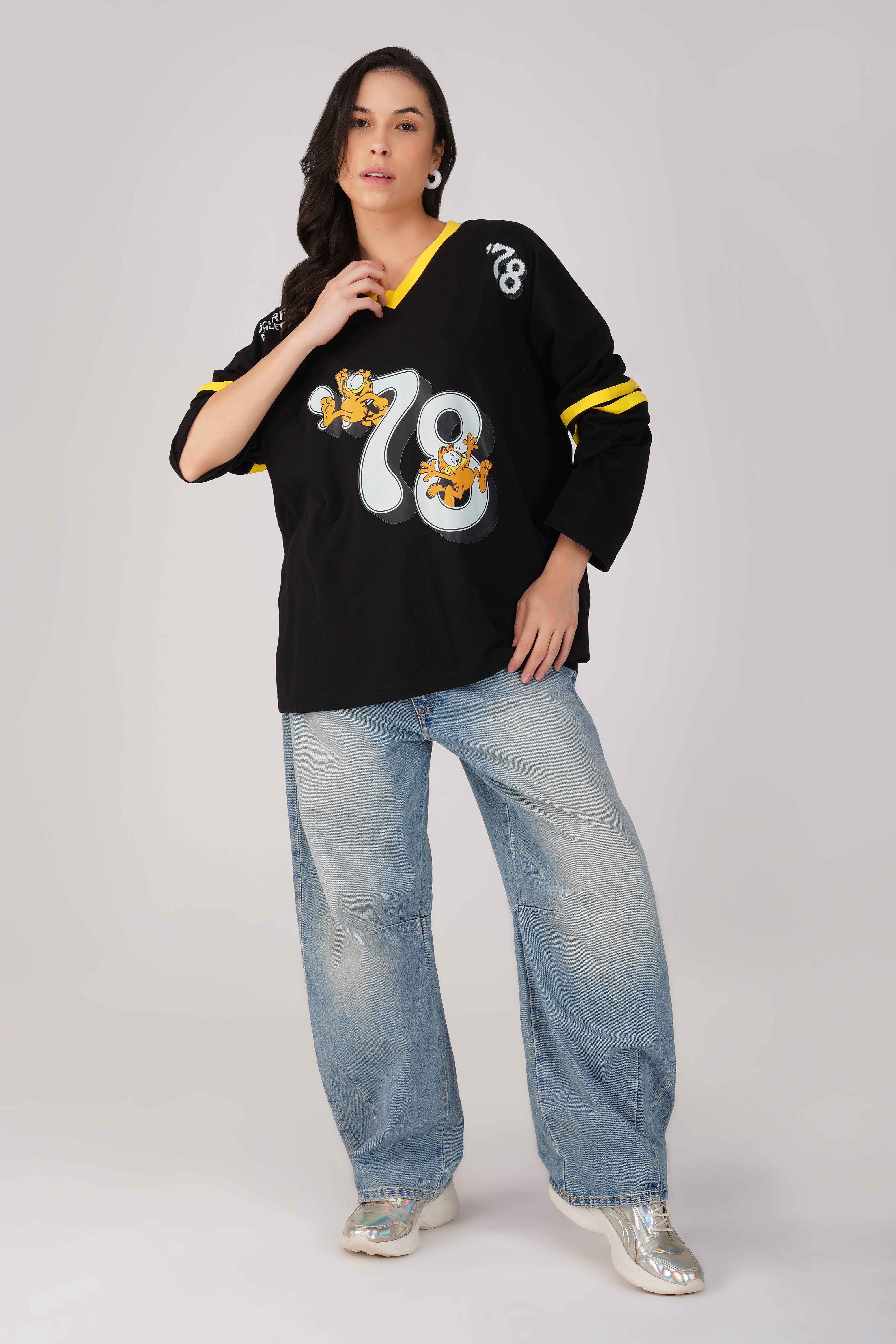 Garfield: 78th Athletics Dept. Oversized T-shirt-Black - Image 3