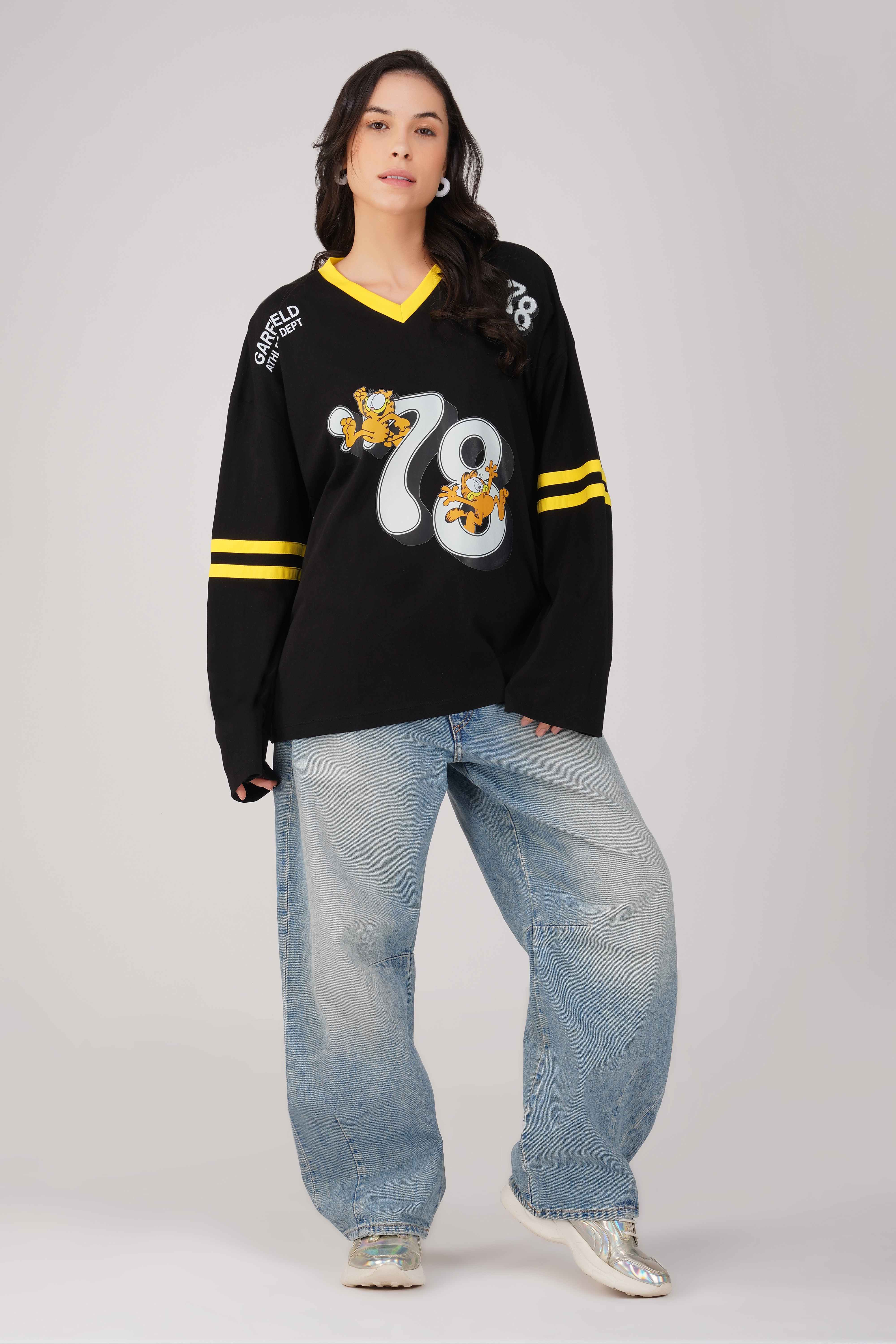 Garfield: 78th Athletics Dept. Oversized T-shirt-Black - Image 5