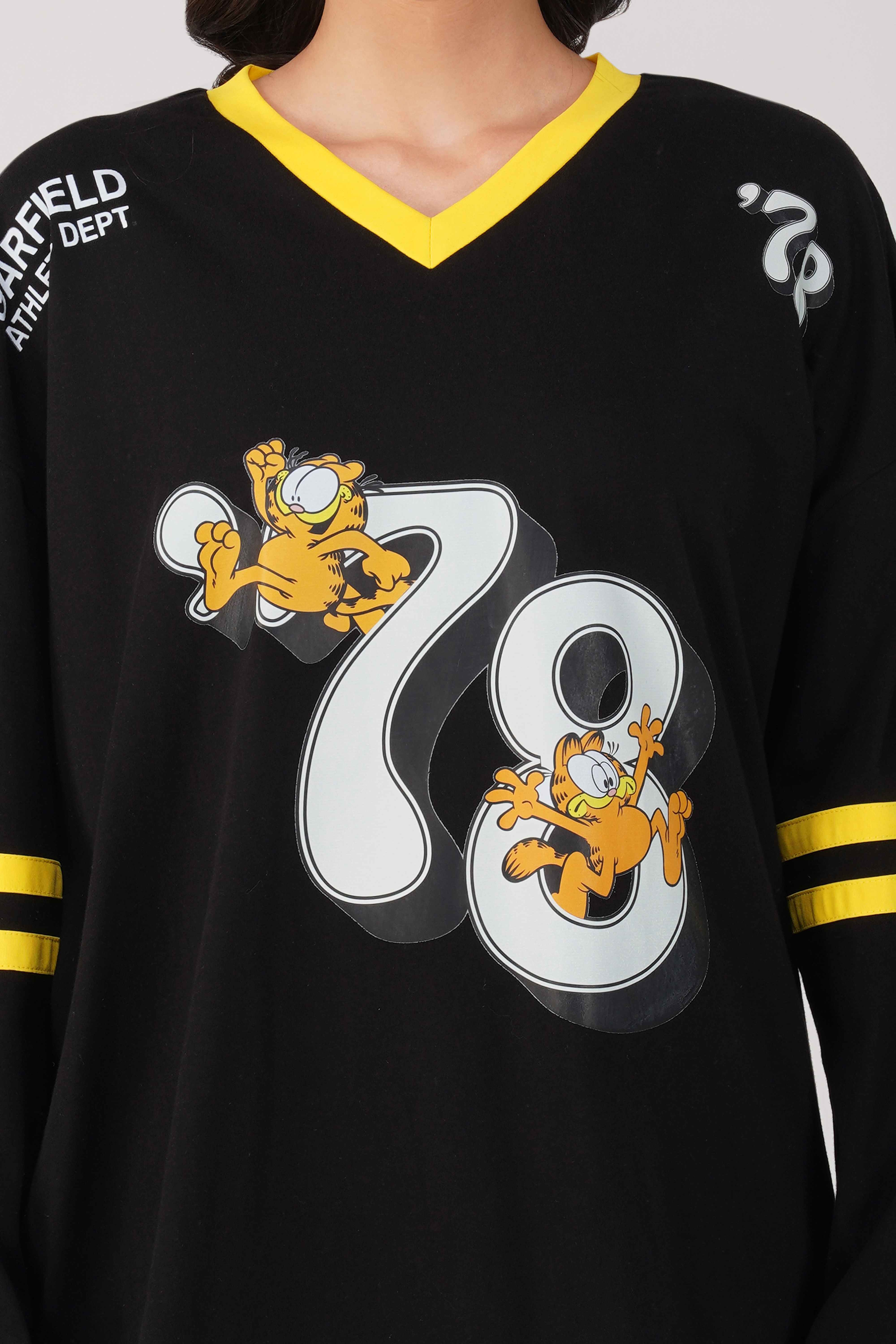 Garfield: 78th Athletics Dept. Oversized T-shirt-Black - Image 6