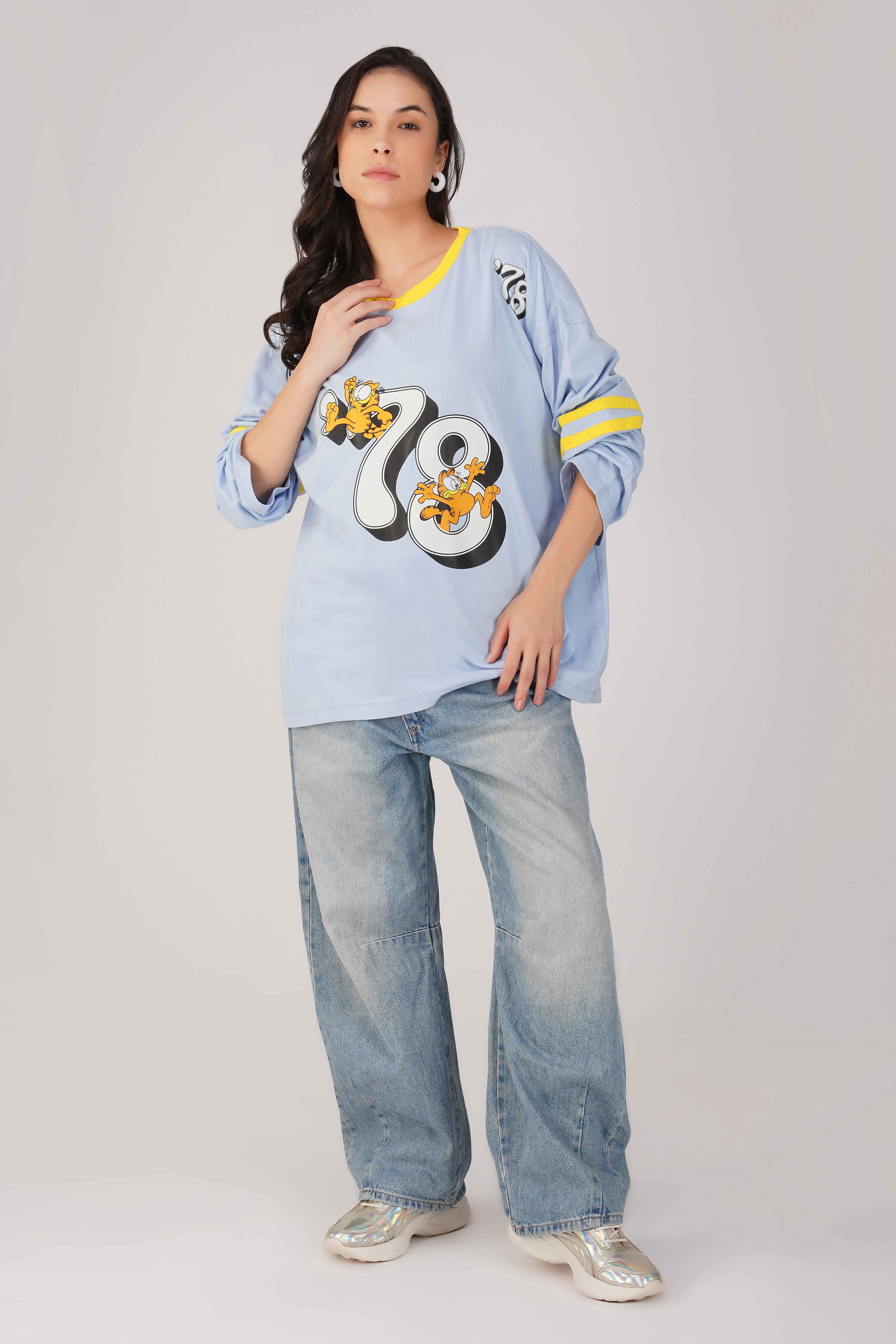 Garfield: 78th Athletics Dept. Oversized T-shirt-Blue - Image 2