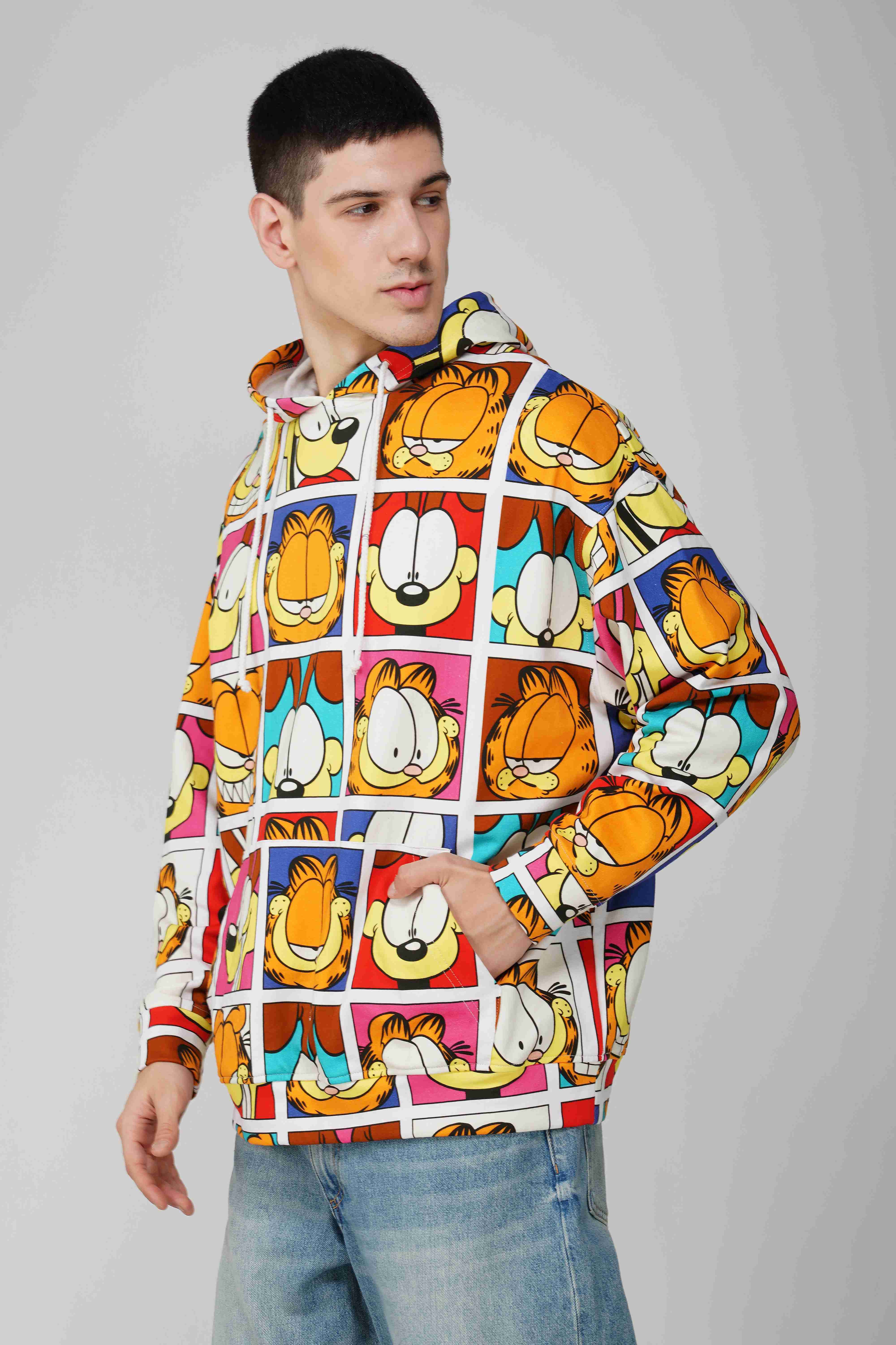 Garfield: Expressions Collage Printed Oversized Men's Hoodie - Image 6