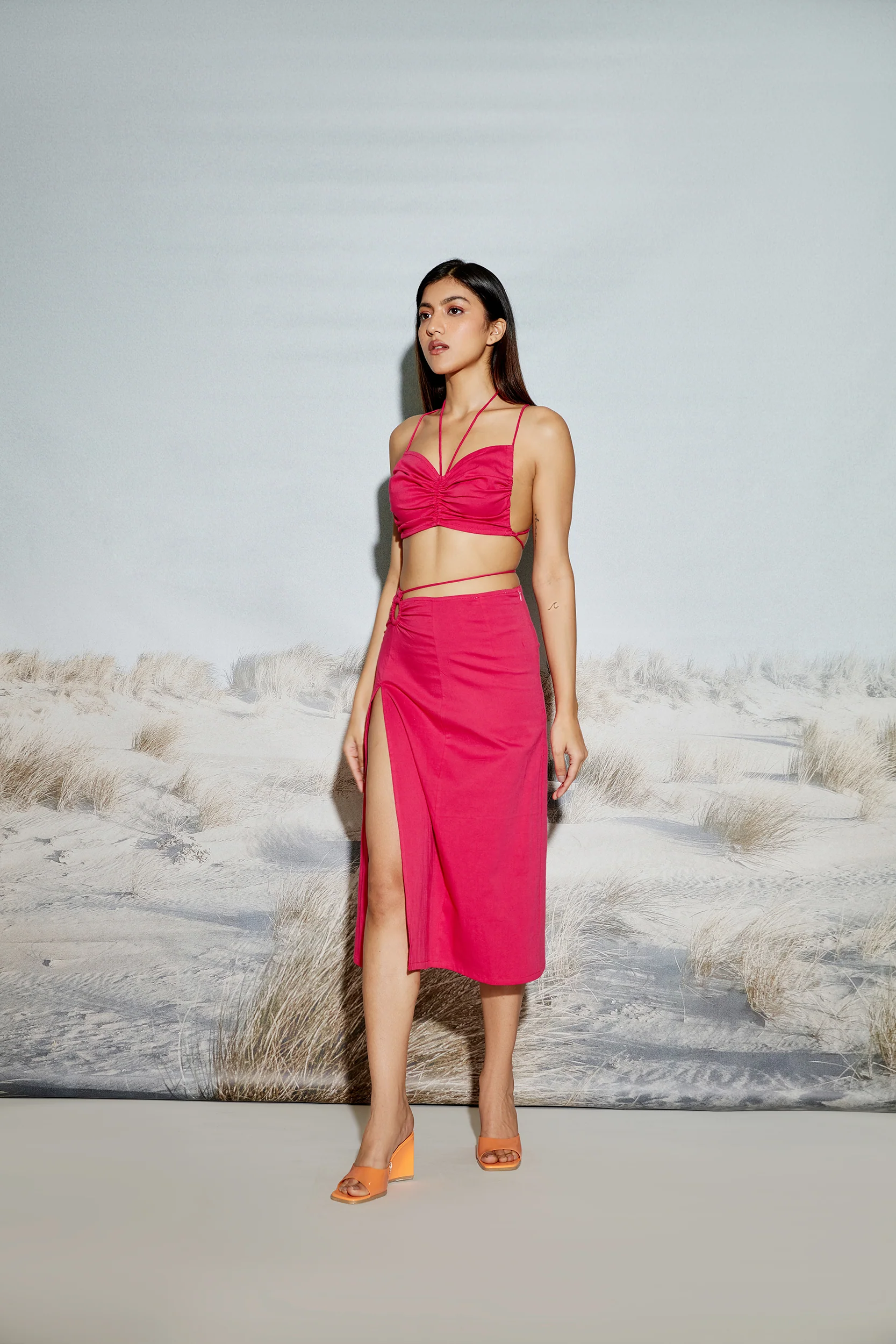 Gathered Crop Top with Drawstring Detail - Image 3