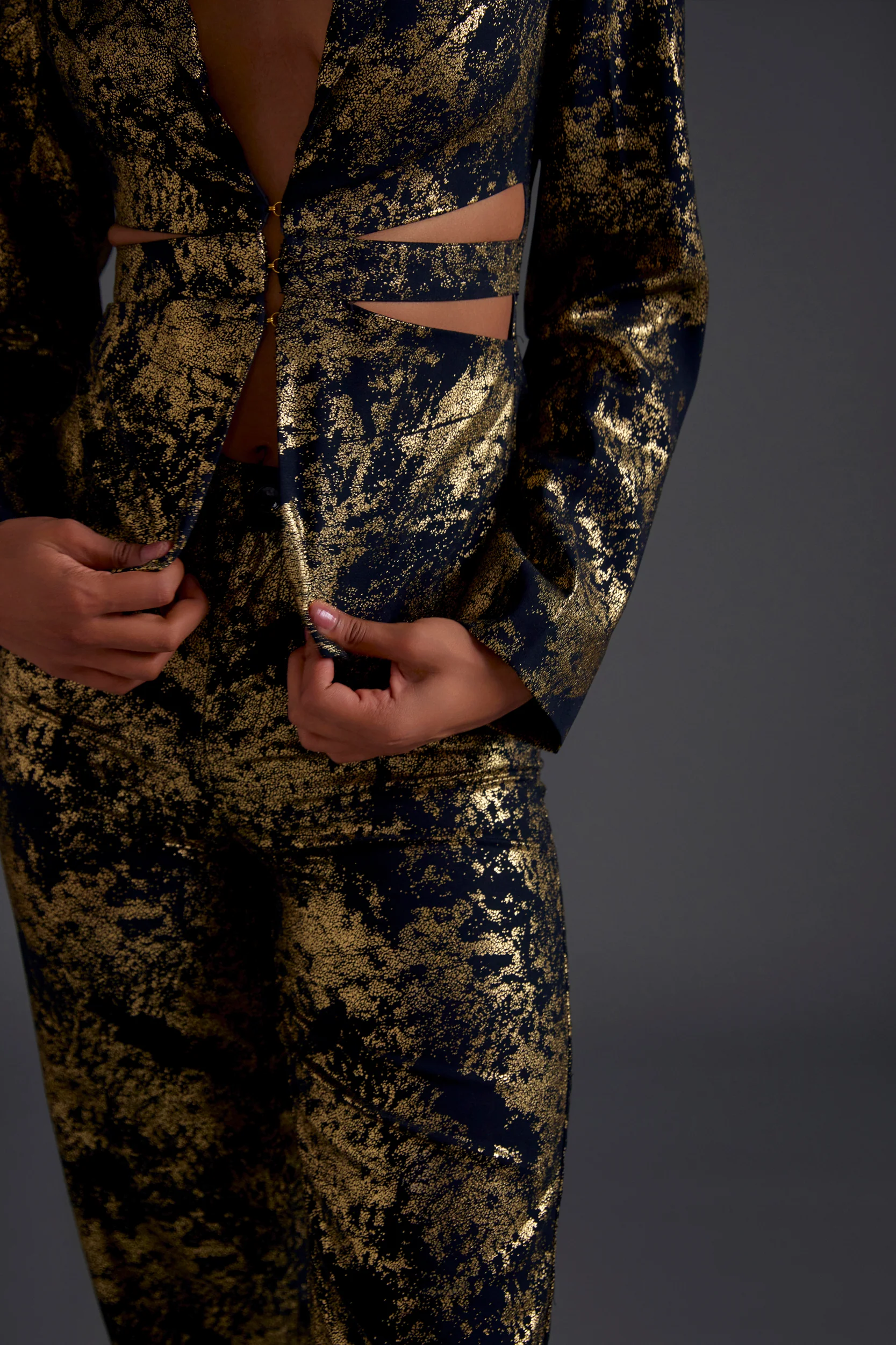 Gold Heathermoss Cutout Blazer - Image 5