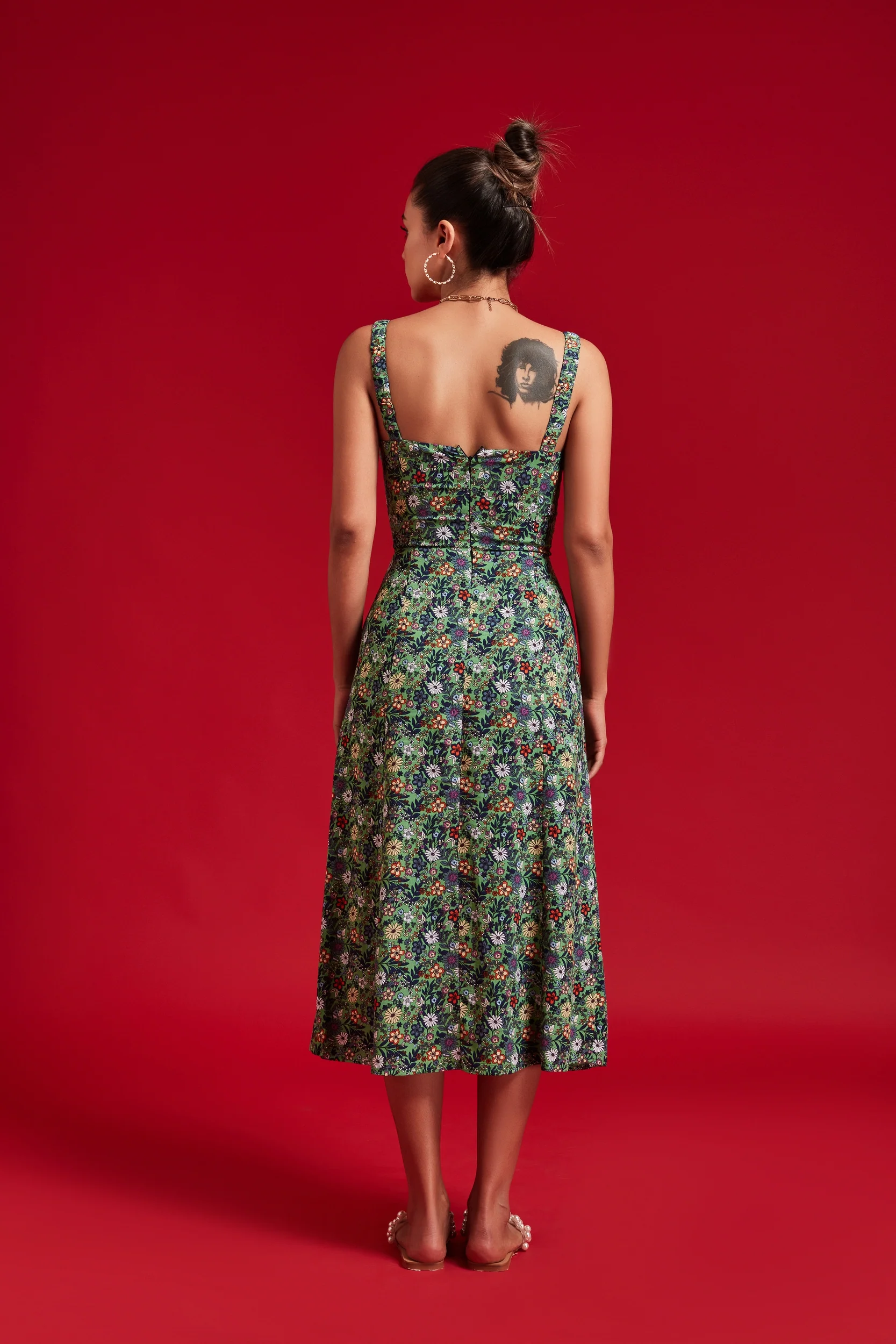 Green Floral Slip Dress - Image 3