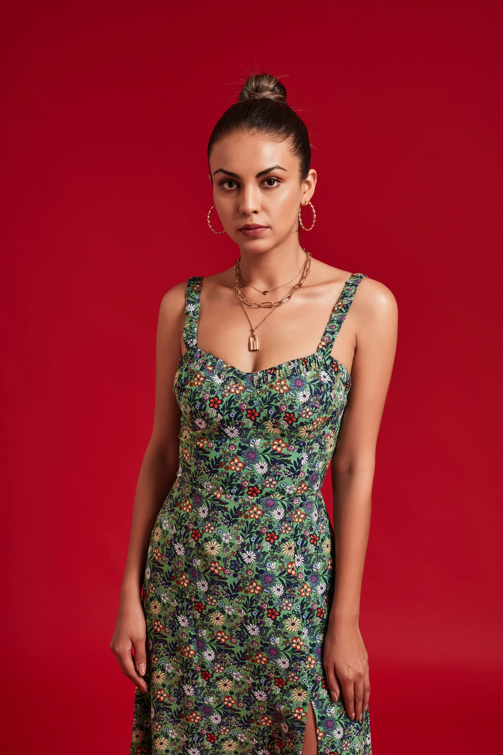 Green Floral Slip Dress - Image 4