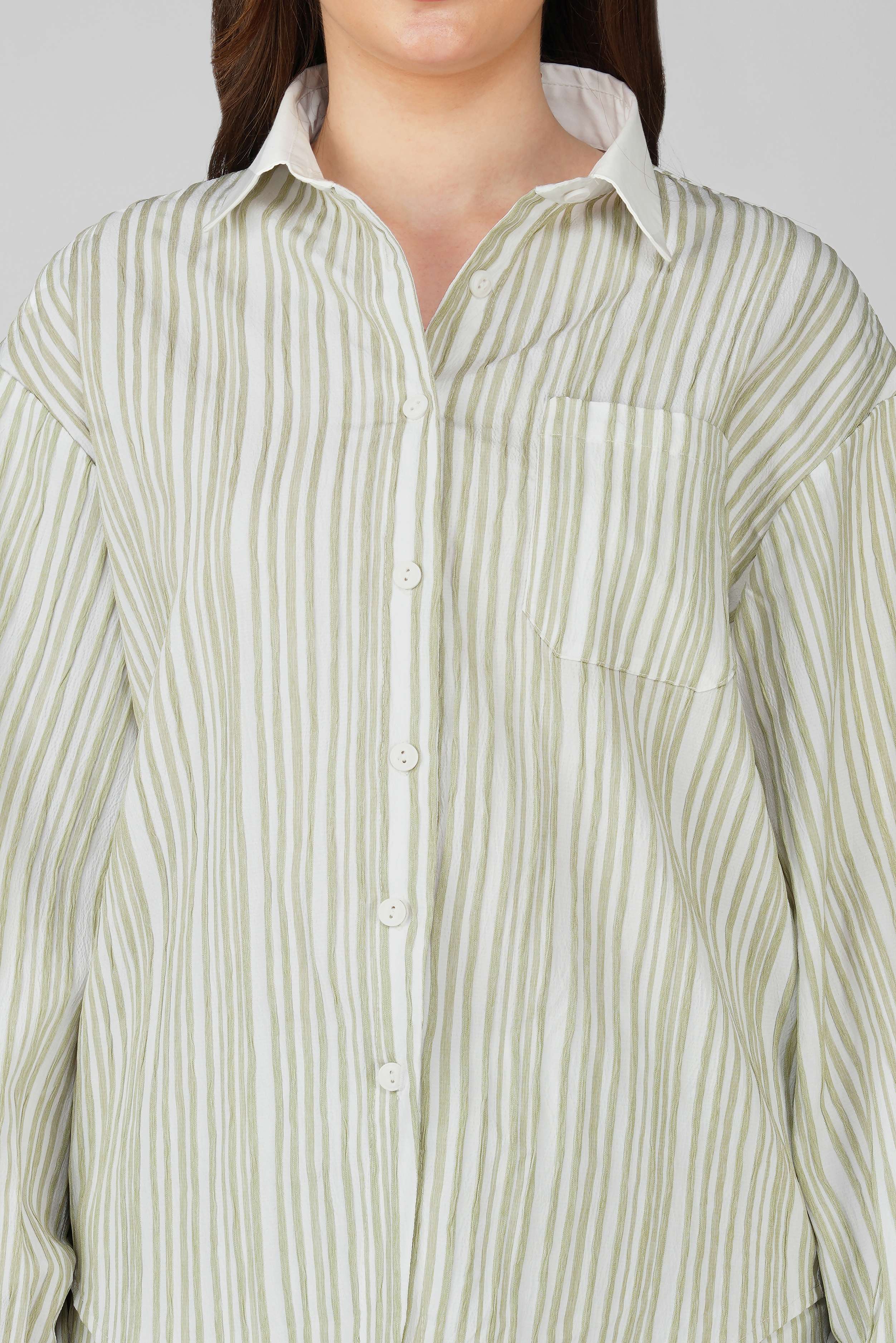 Green Striped Shirt and Skirt Set - Image 6