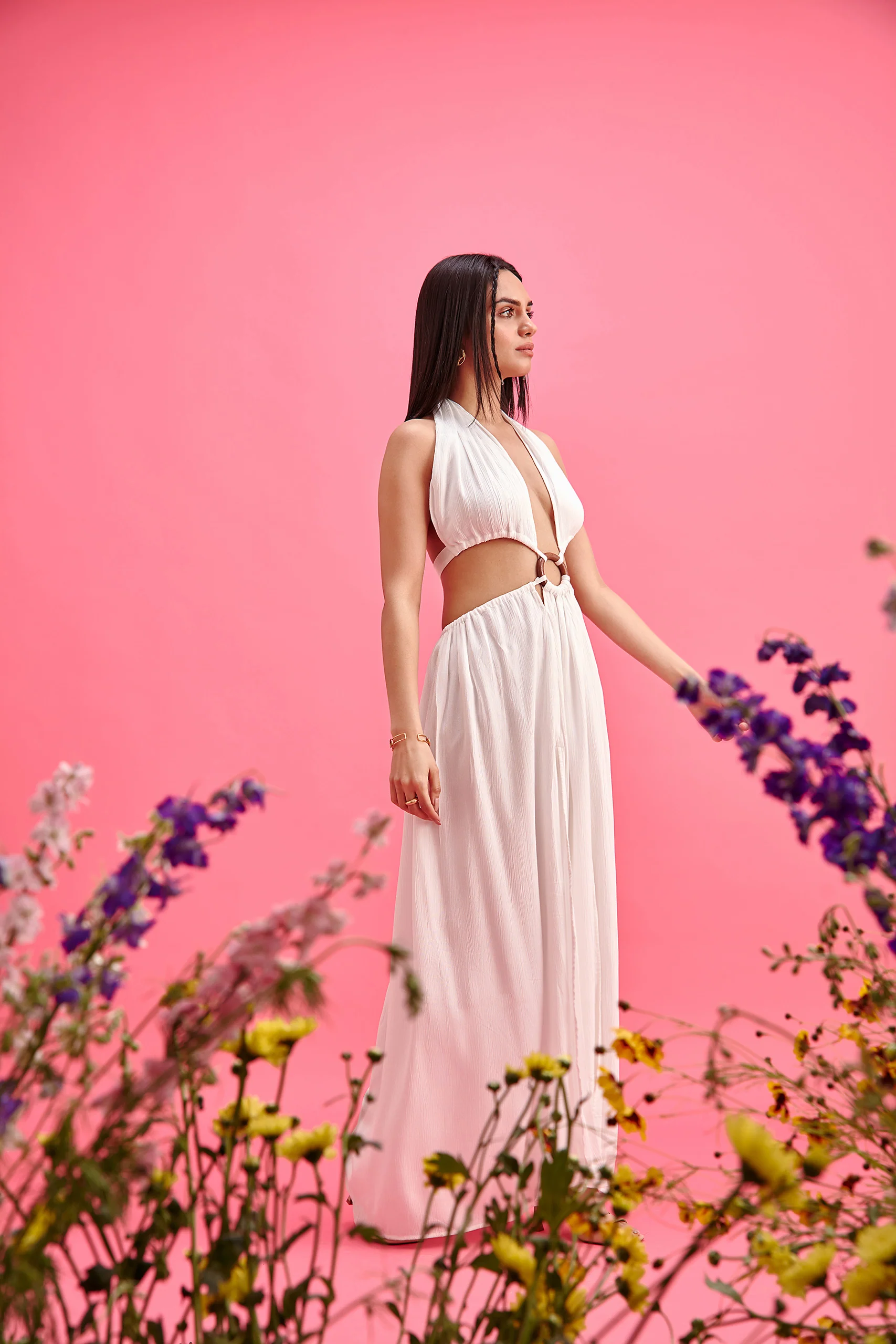 Halter Neck Maxi Dress with Wooden O-Ring - Image 4