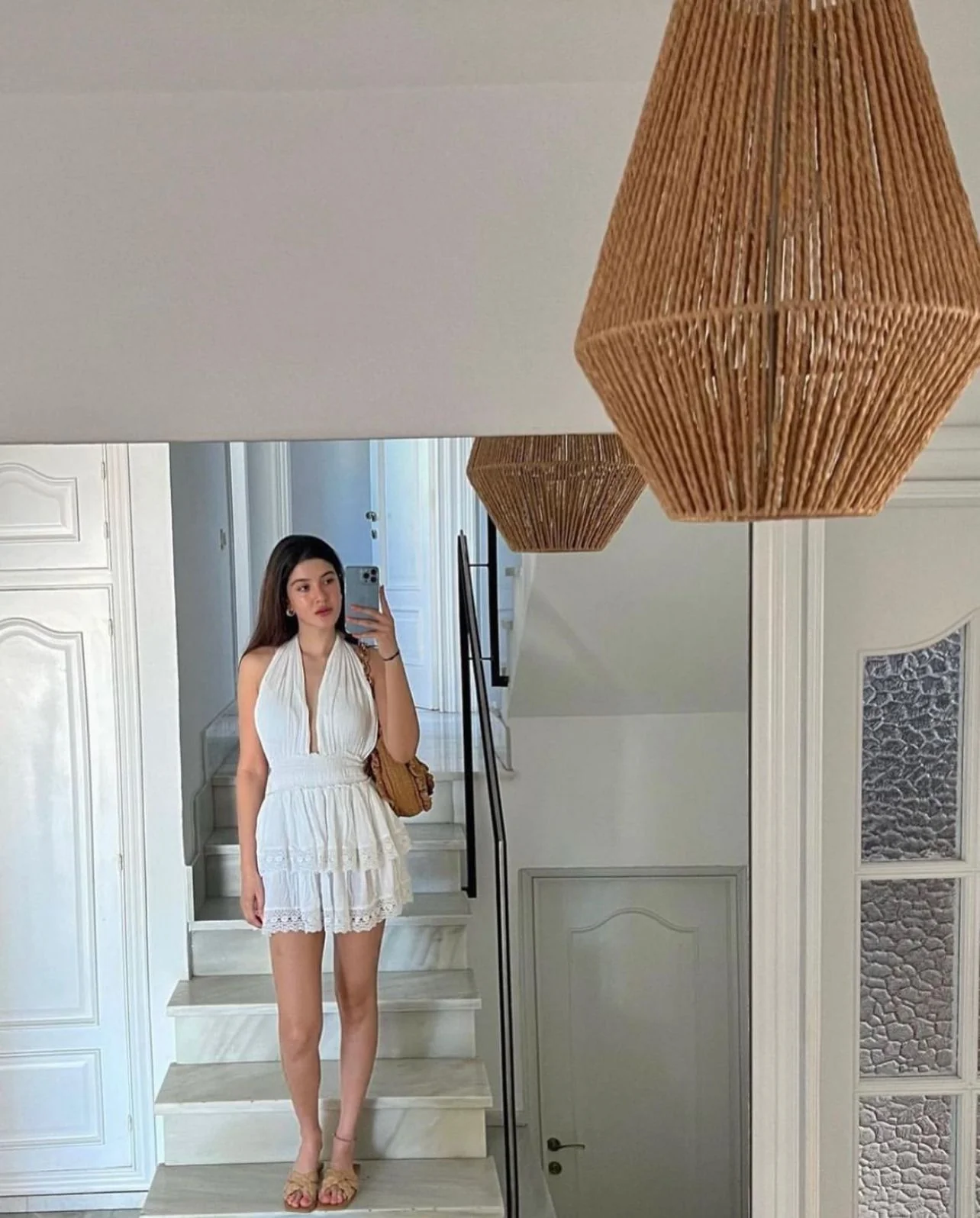 Halter Neck Tie Up Dress With Lace Detail - Image 5