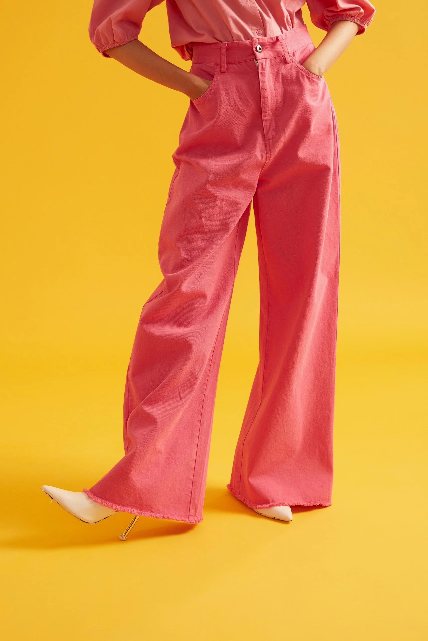 High Rise Flared Twill Pants for Women - Image 2