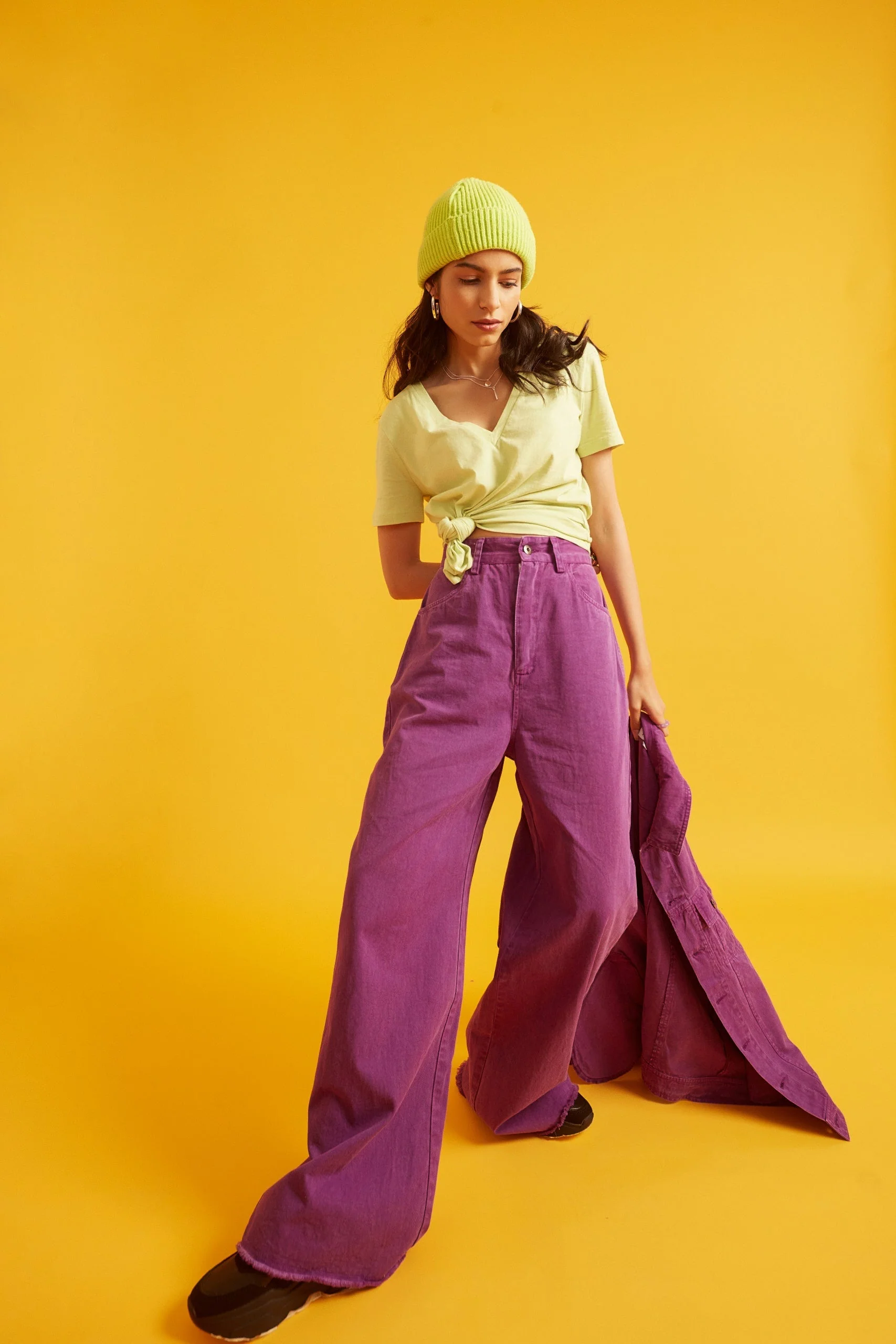 High Rise Flared Twill Pants for Women - Image 2