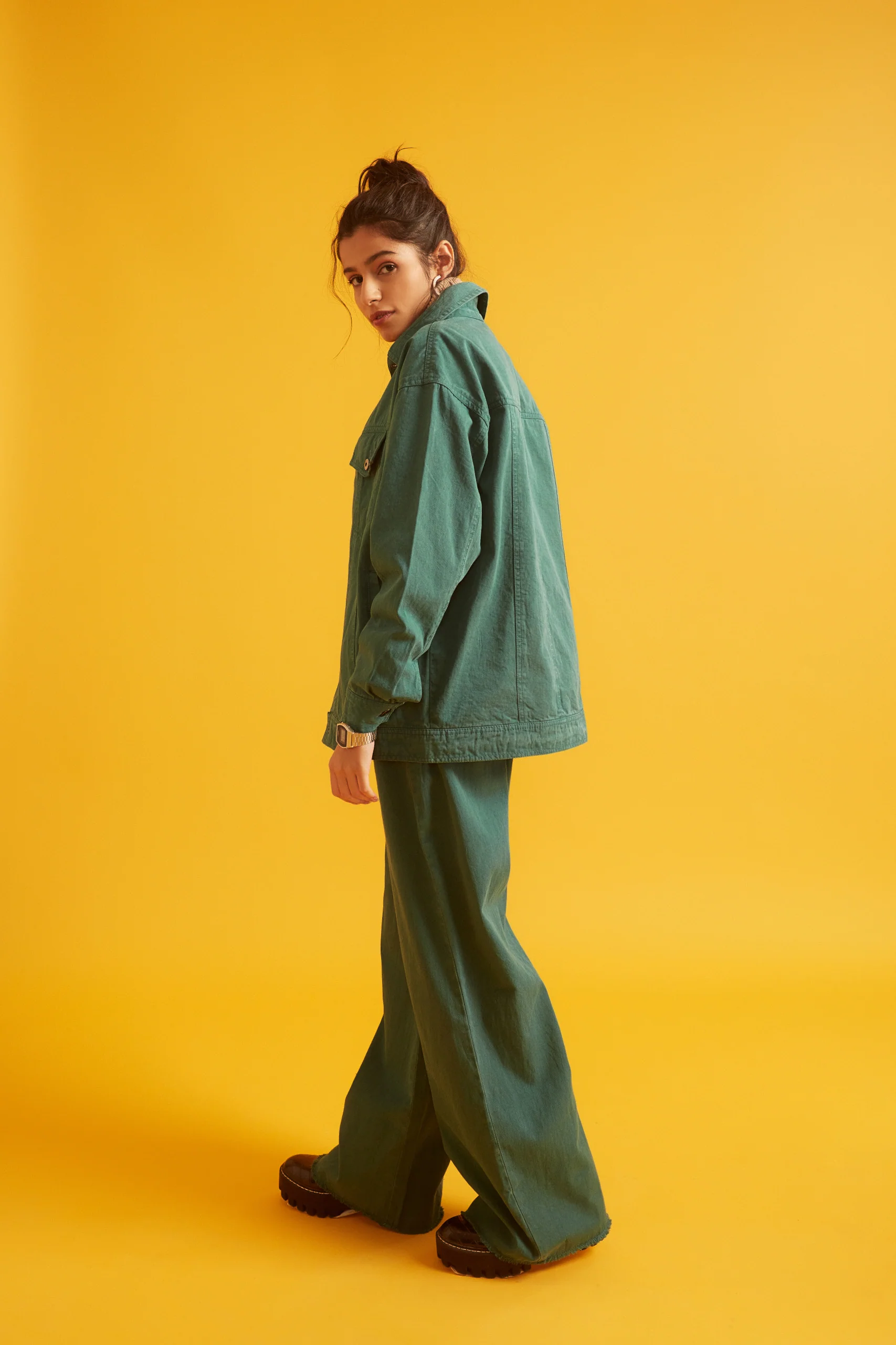 High Rise Flared Twill Pants for Women - Image 3