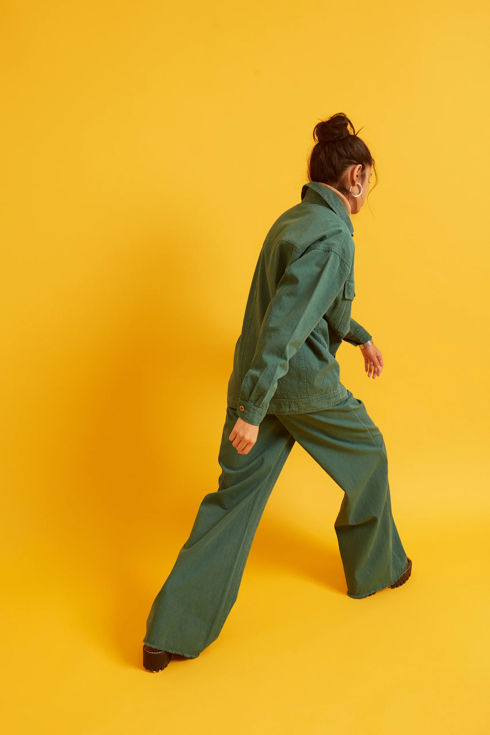 High Rise Flared Twill Pants for Women - Image 4