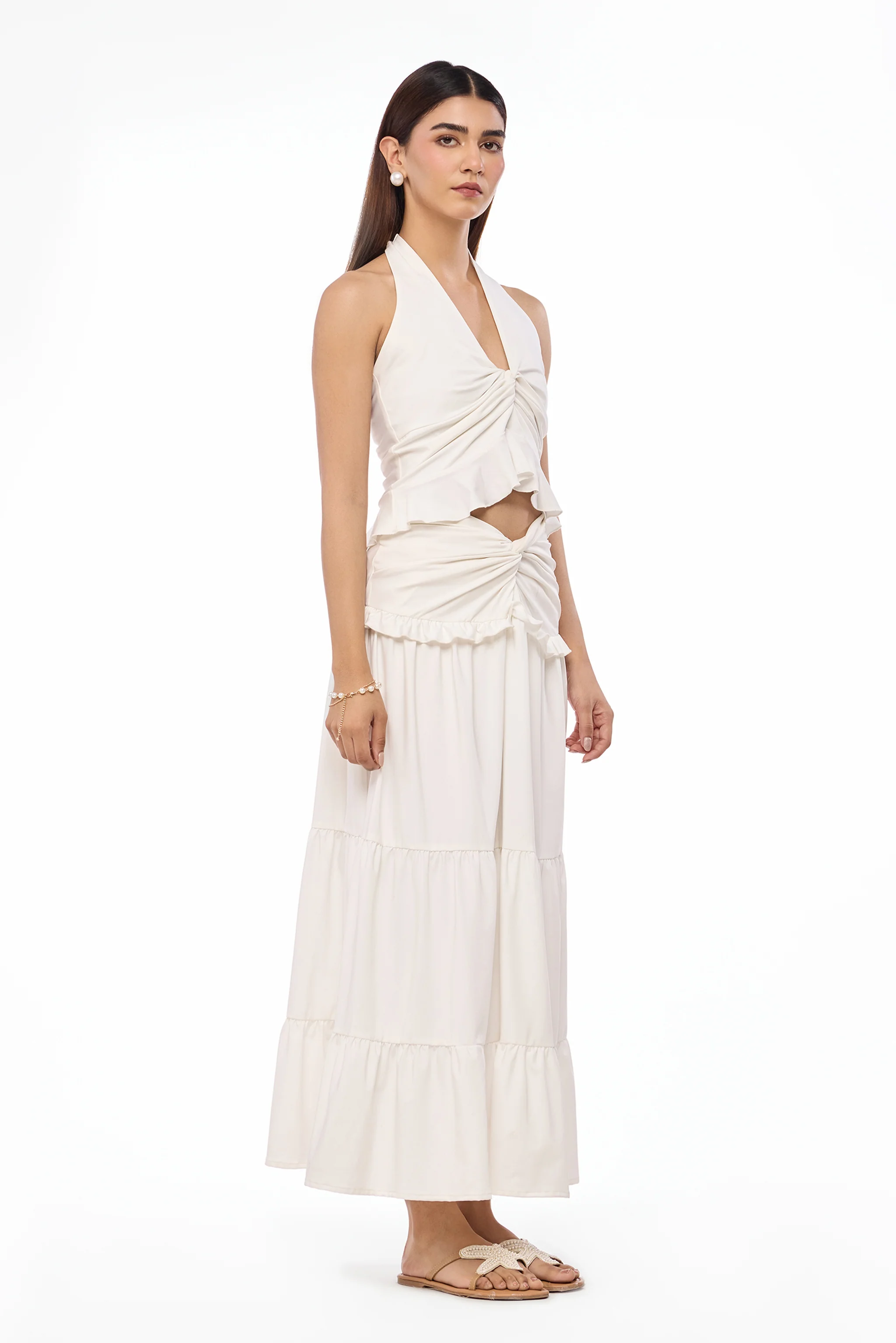 Ivory Muse Ruched Maxi Skirt - Image 3