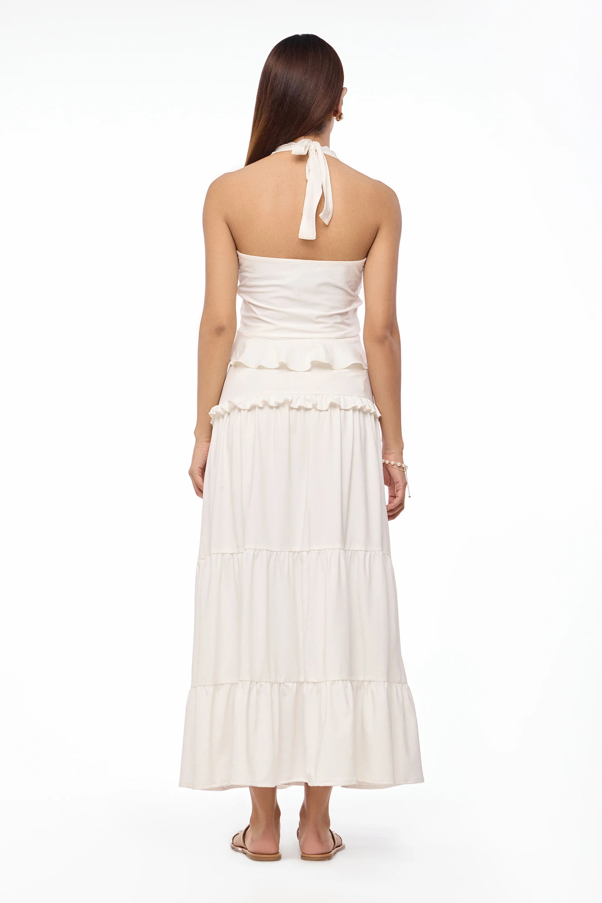 Ivory Muse Ruched Maxi Skirt - Image 4