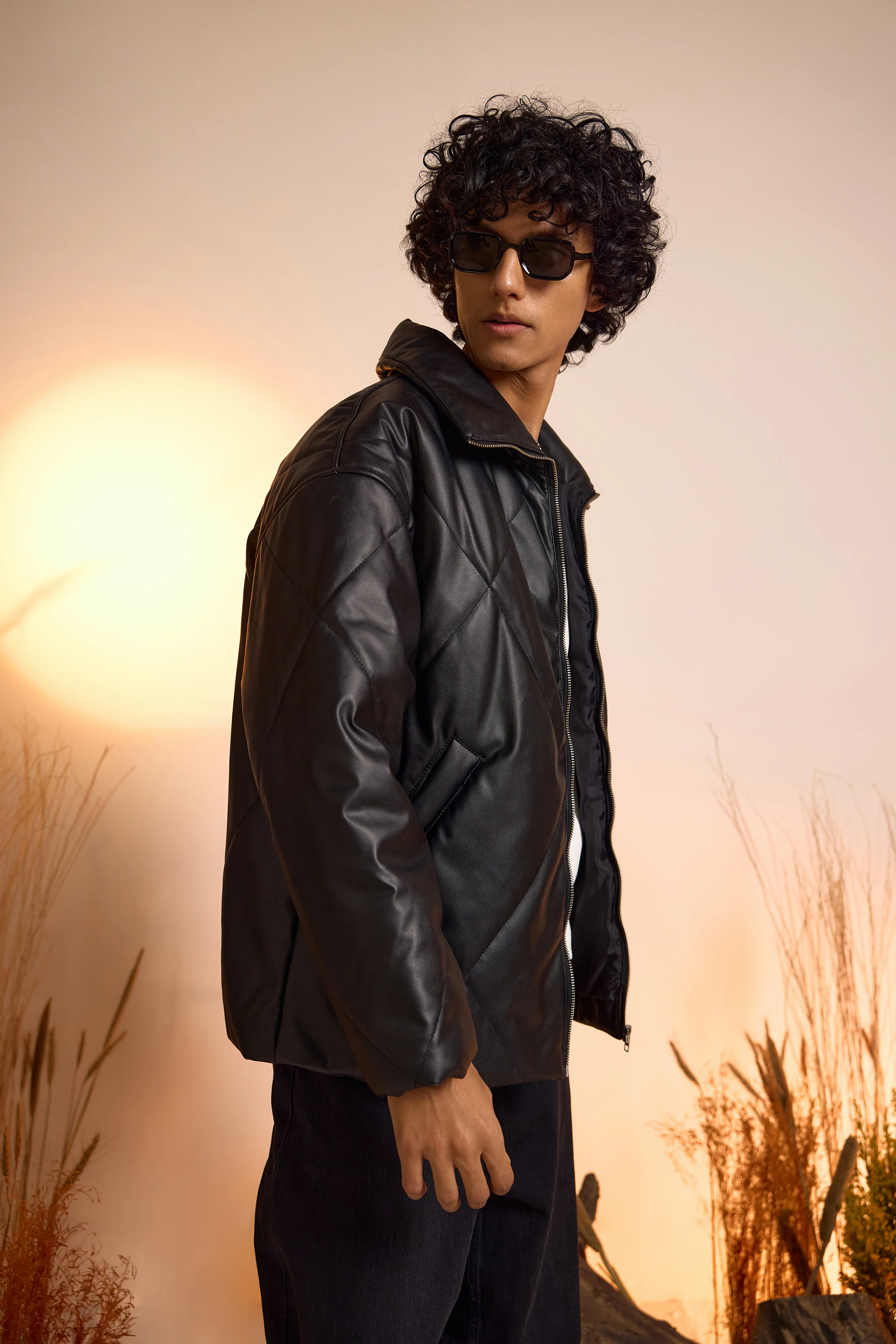 Faux Leather Oversized Puffer Jacket-Men - Image 4