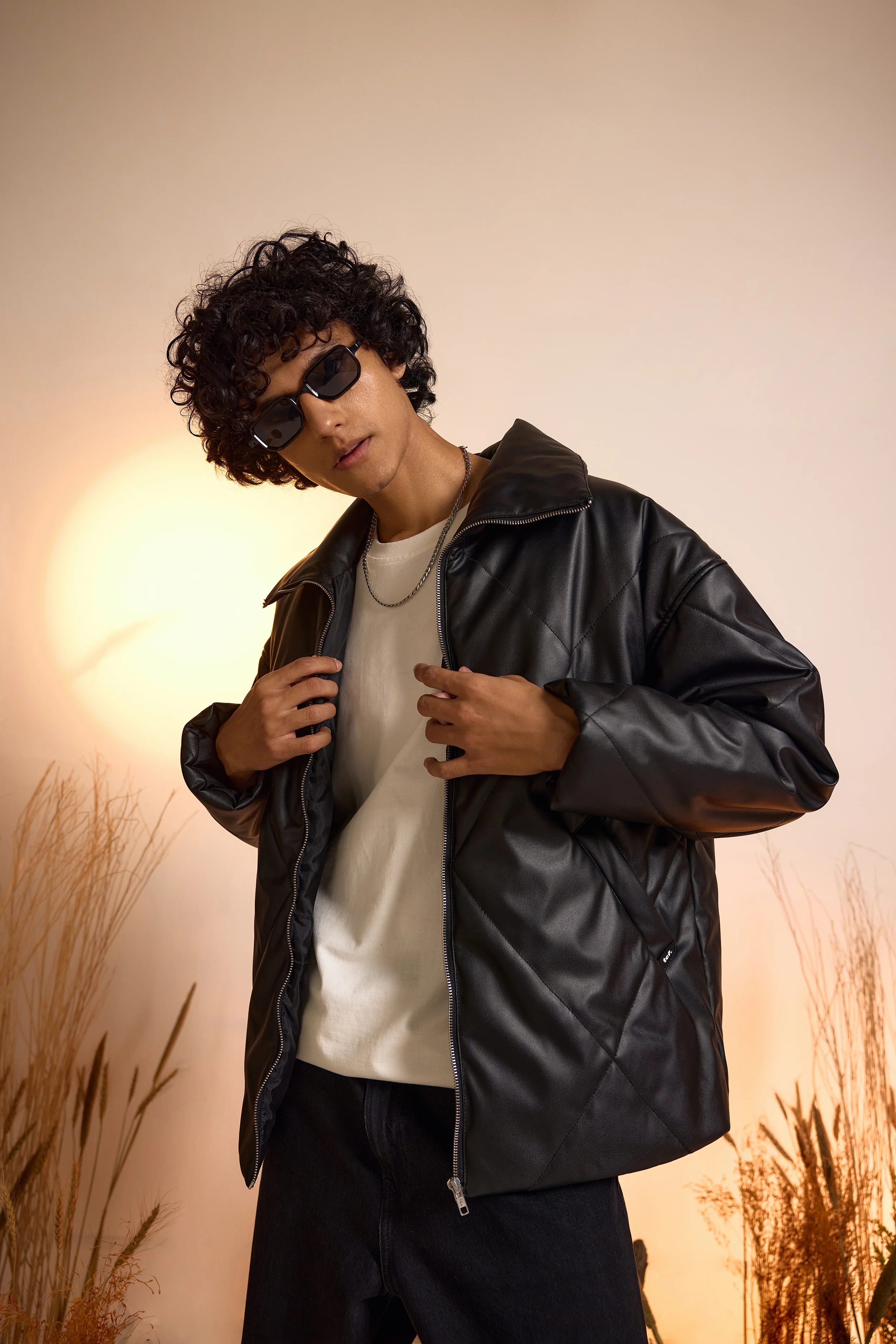 Faux Leather Oversized Puffer Jacket-Men - Image 5