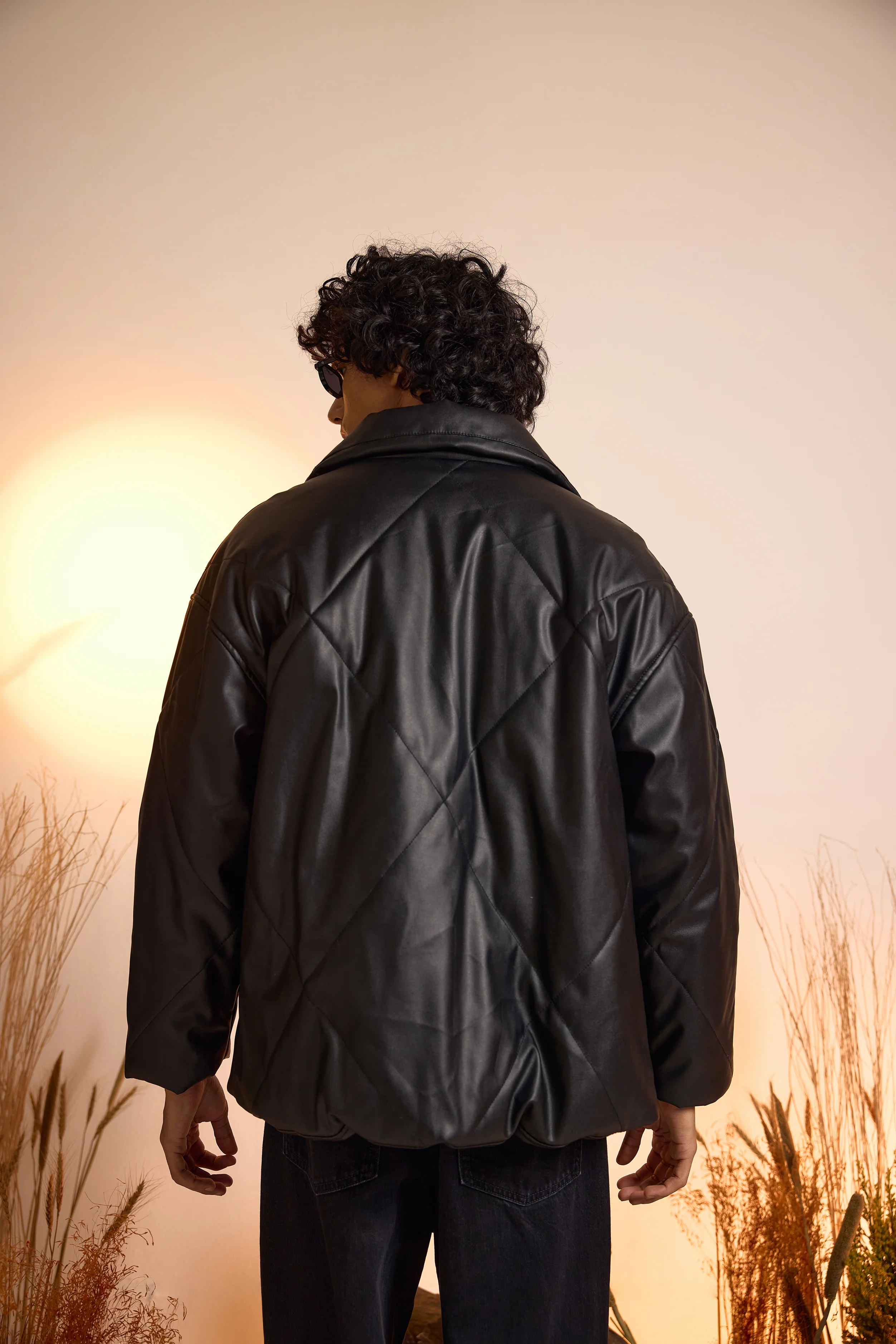 Faux Leather Oversized Puffer Jacket-Men - Image 6