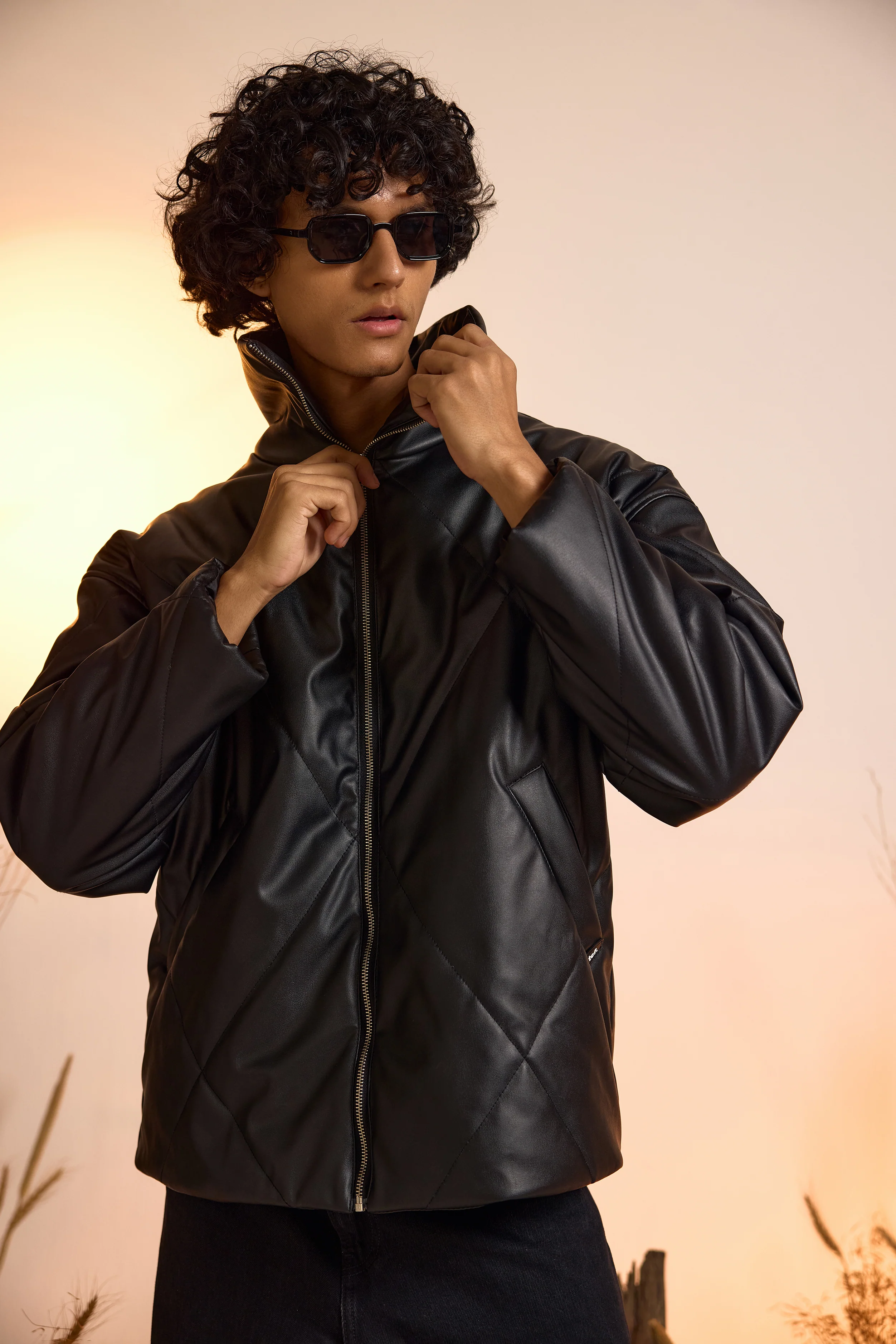 Faux Leather Oversized Puffer Jacket-Men - Image 7