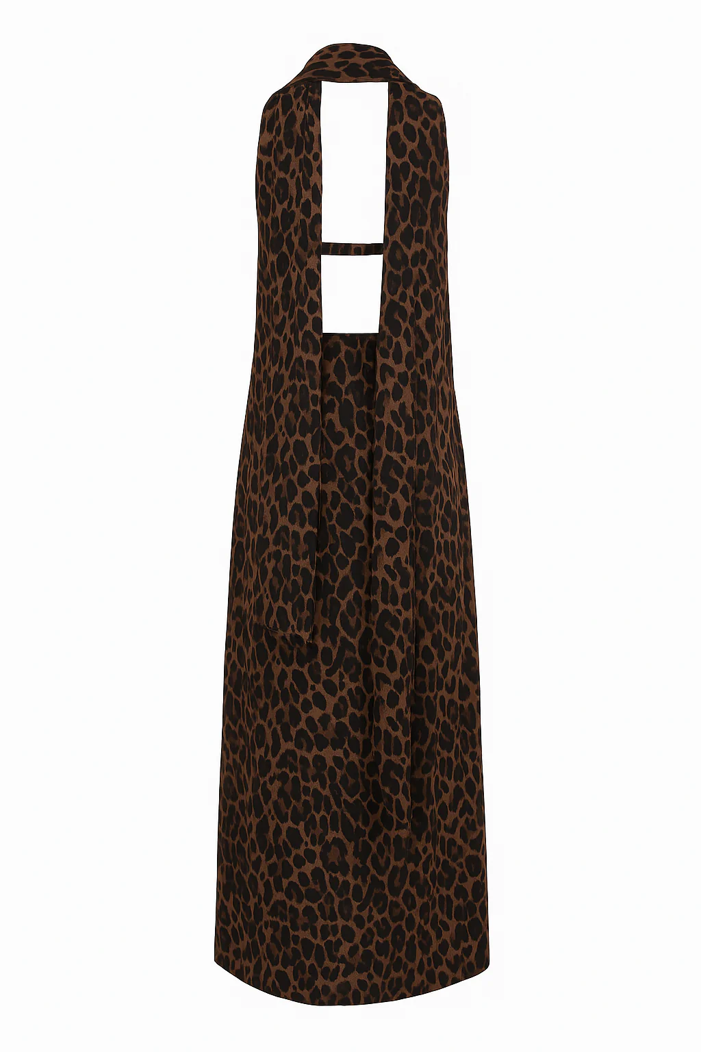 Leopard Print Cowl Neck Maxi Dress With Scarf - Image 6