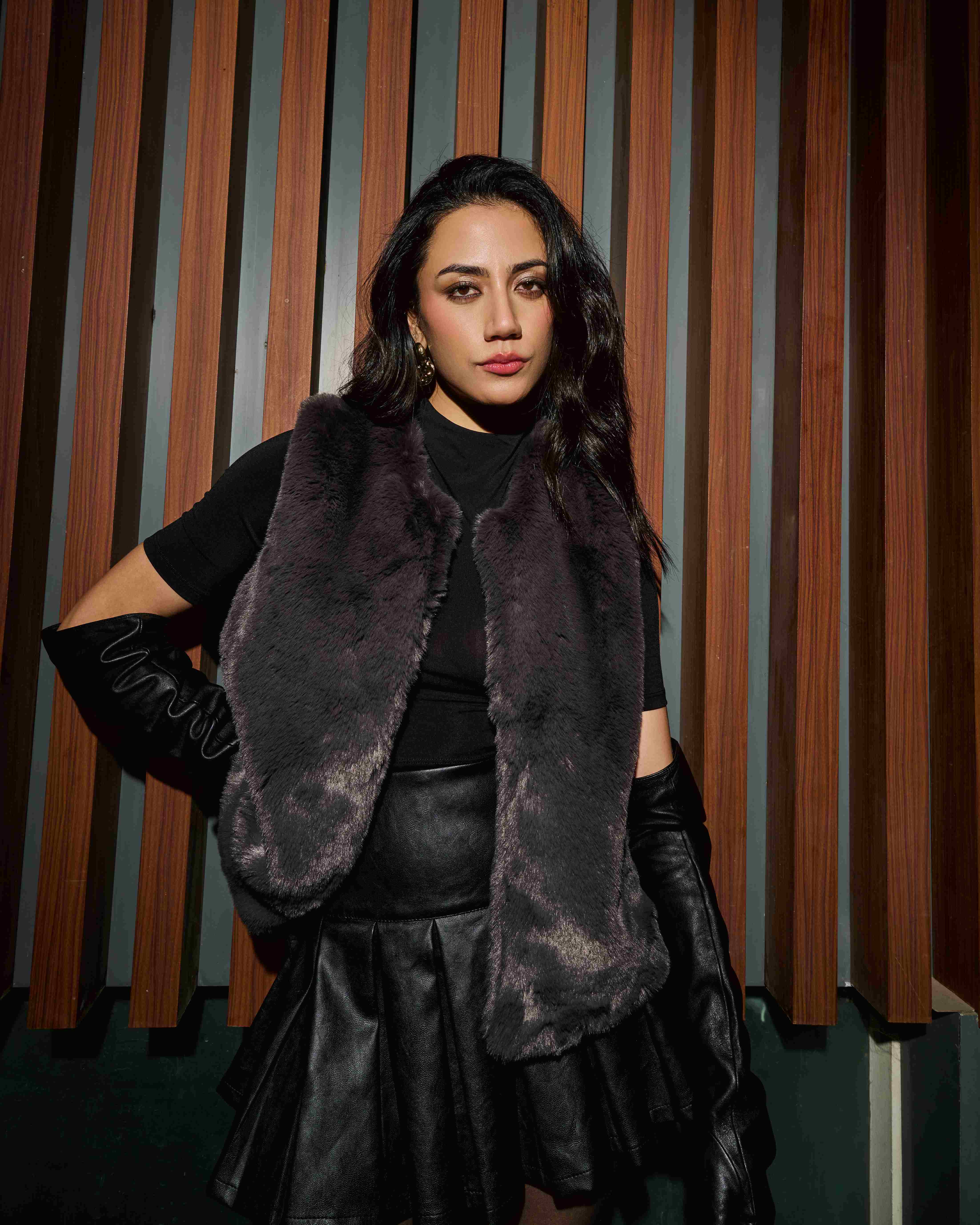 Luxe Charcoal Grey Faux Fur Vest