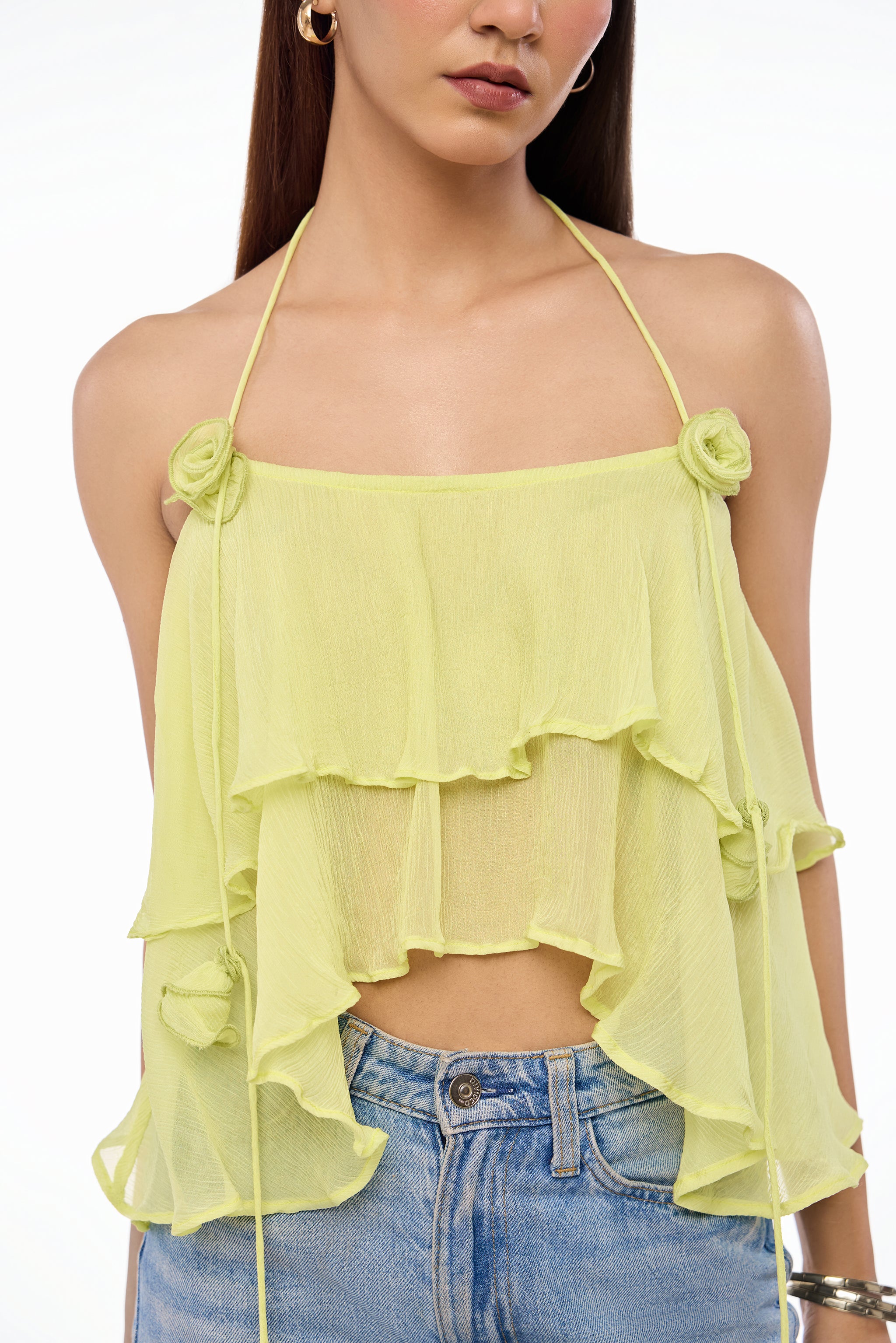 Malibu Crinkle Tiered Halter Top - Image 3